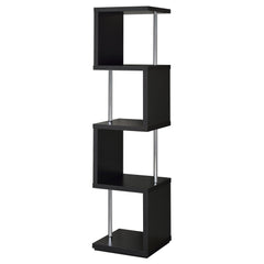 Tampa Furniture Outlet - Coaster - Baxter 67-inch 4-shelf Bookshelf Black and Chrome - 801419