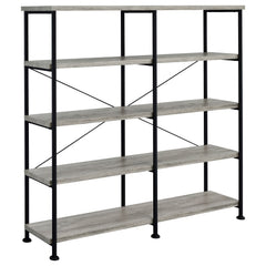 Tampa Furniture Outlet - Coaster - Analiese 63-inch 4-shelf Double Bookshelf Grey Driftwood - 801544