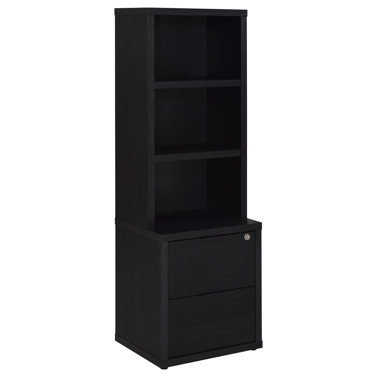 Tampa Furniture Outlet - Coaster - Westpark 3-shelf Bookcase USB and Lockable Drawer Black - 802703