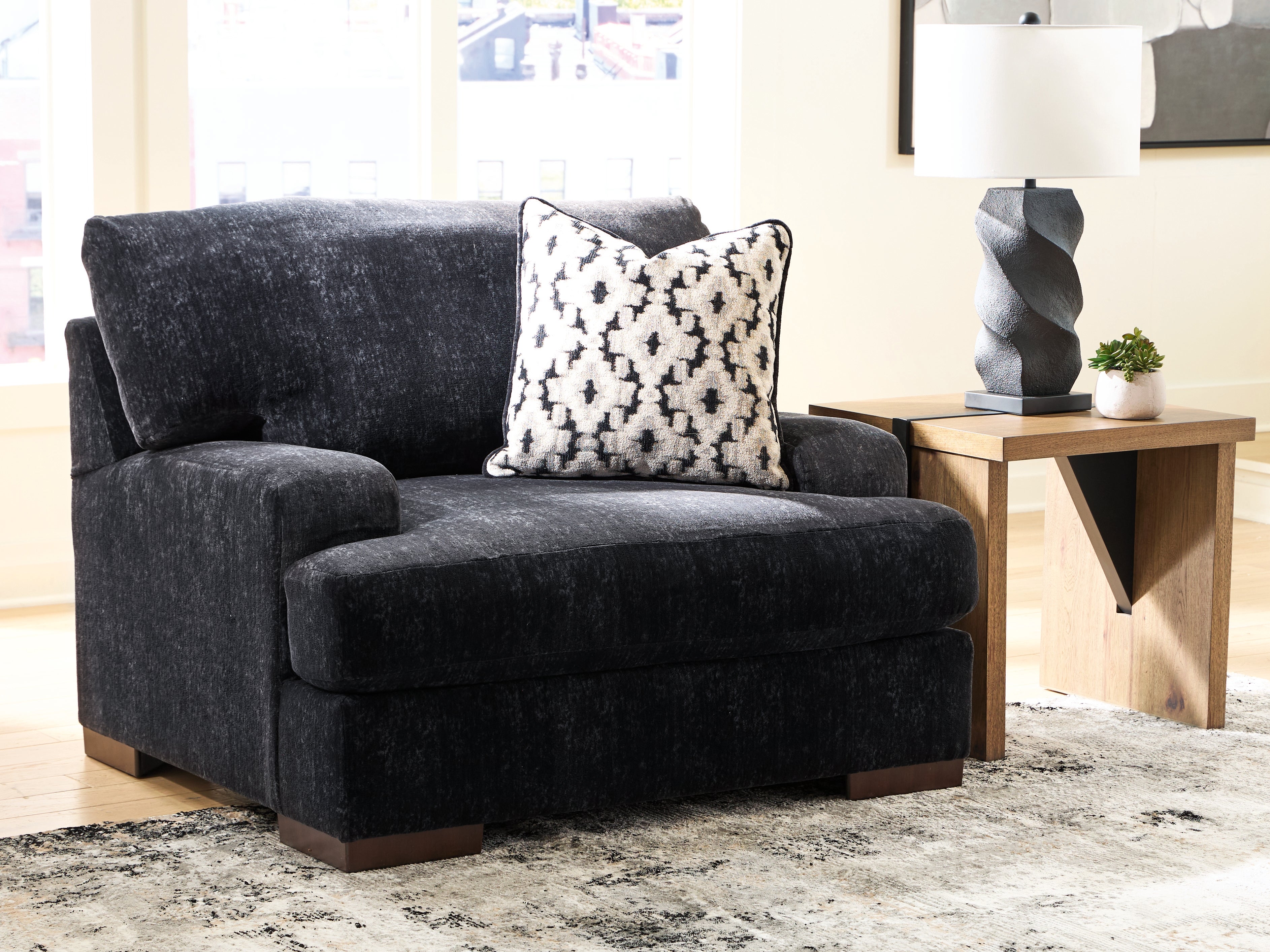 Tampa Furniture Outlet Lutz - Ashley Furniture - Whitmore Manor Living Room - Chair and a Half / Black Pearl - 8040423