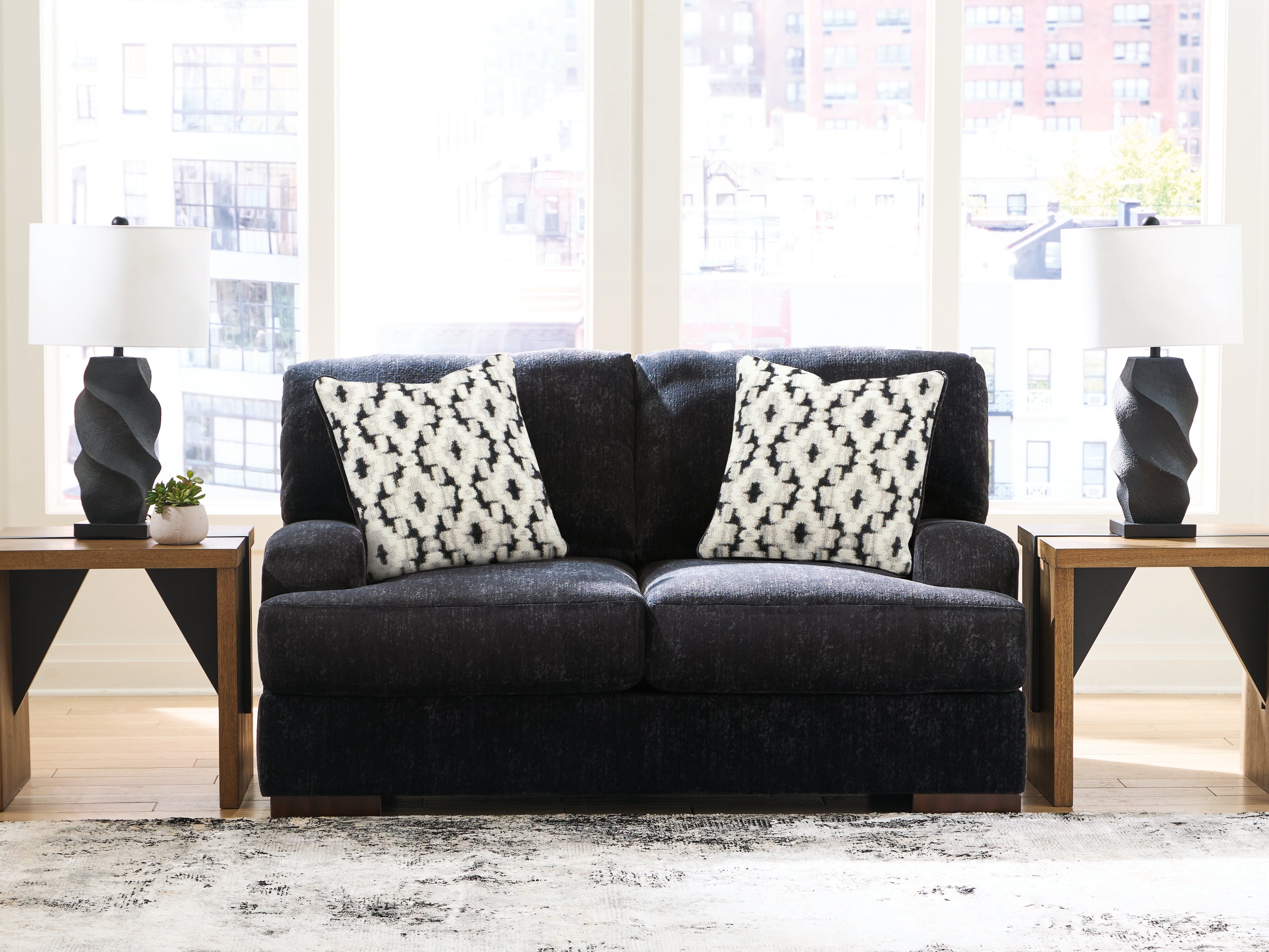 Tampa Furniture Outlet Lutz - Ashley Furniture - Whitmore Manor Living Room - Loveseat / Black Pearl - 8040435