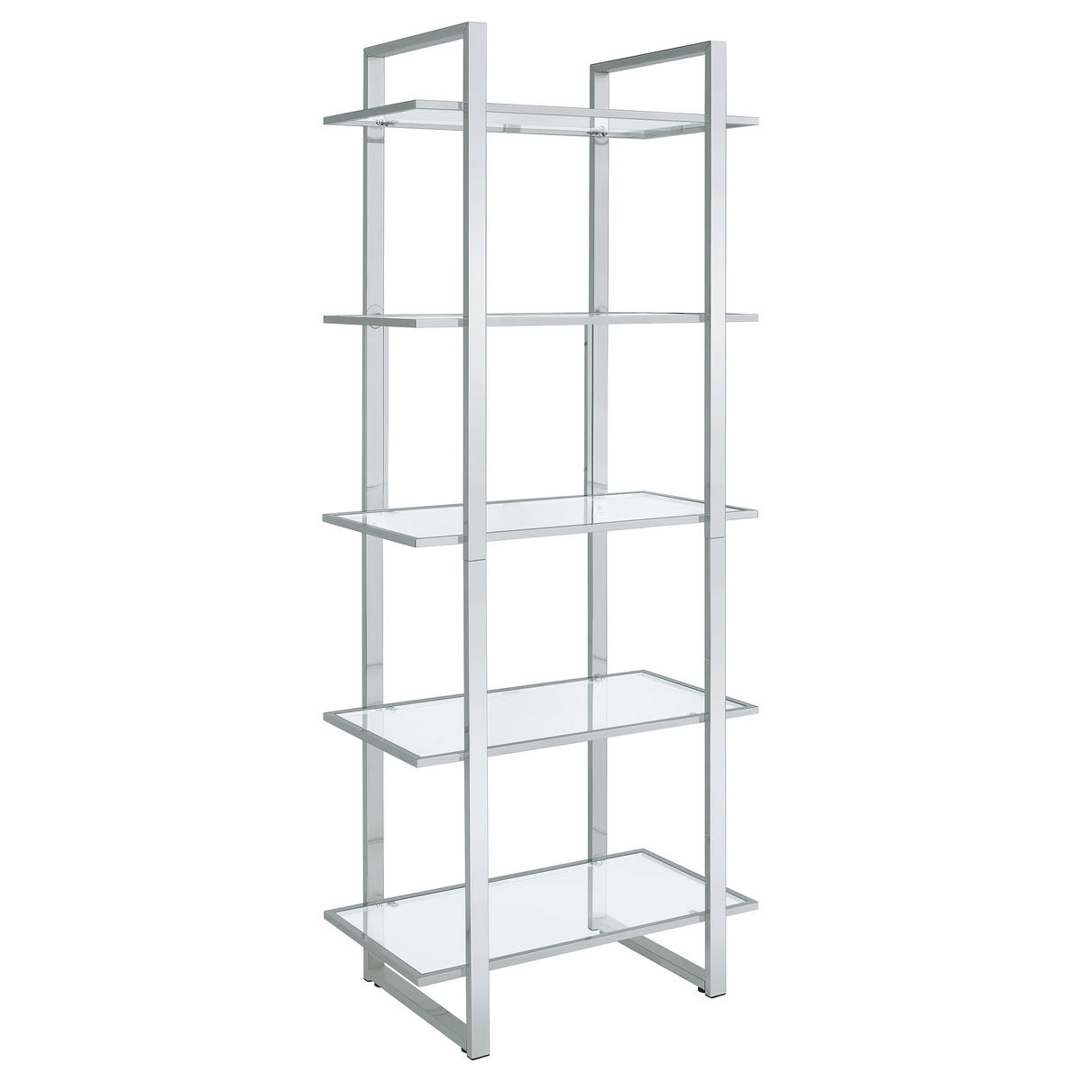 Tampa Furniture Outlet - Coaster - Hartford 79-inch 5-shelf Glass Bookshelf Chrome - 805538