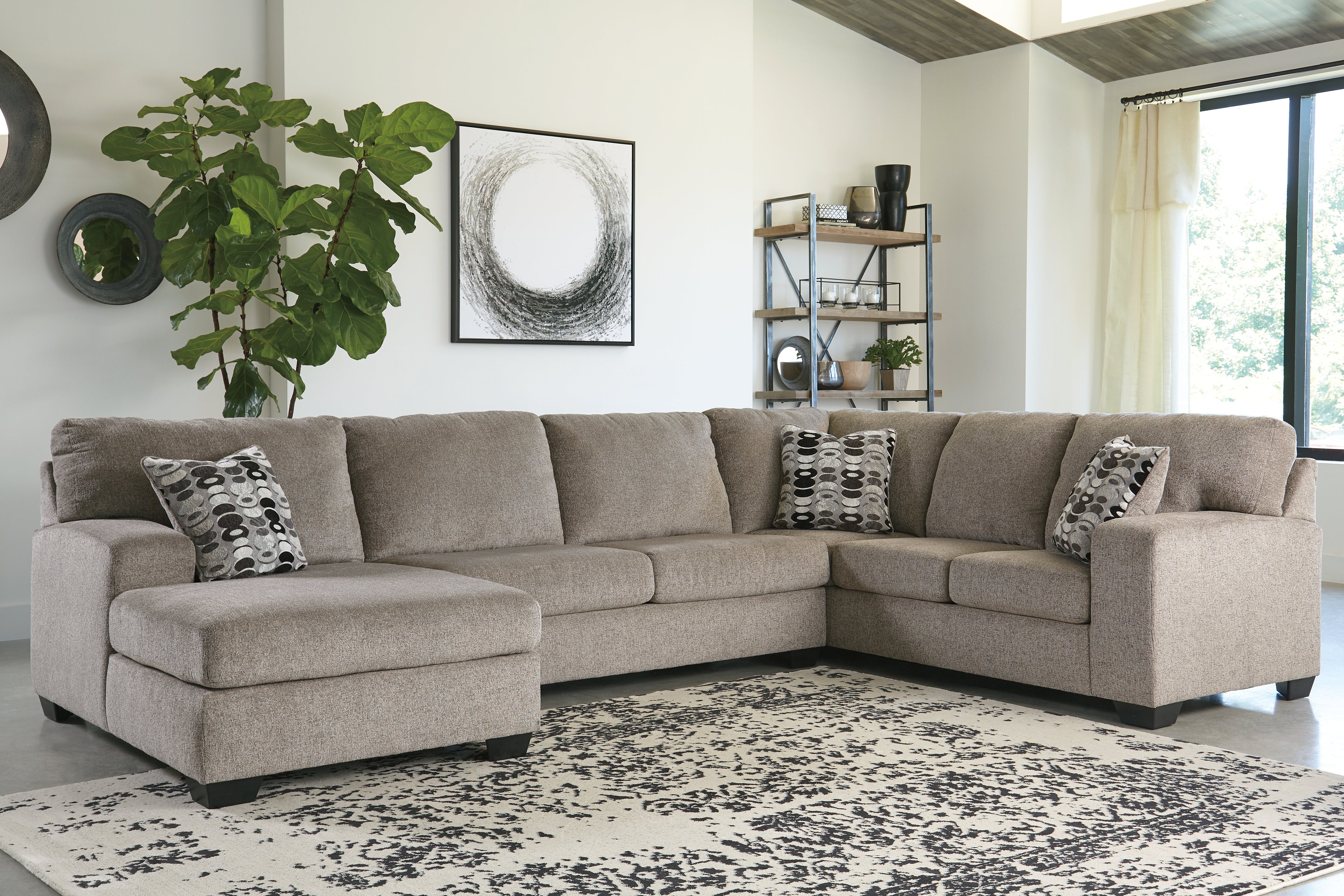 Tampa Furniture Outlet Lutz - Ashley Furniture - Ballinasloe Sectional - RAF 3-Piece Sectional with Chaise / Platinum - 80702S1