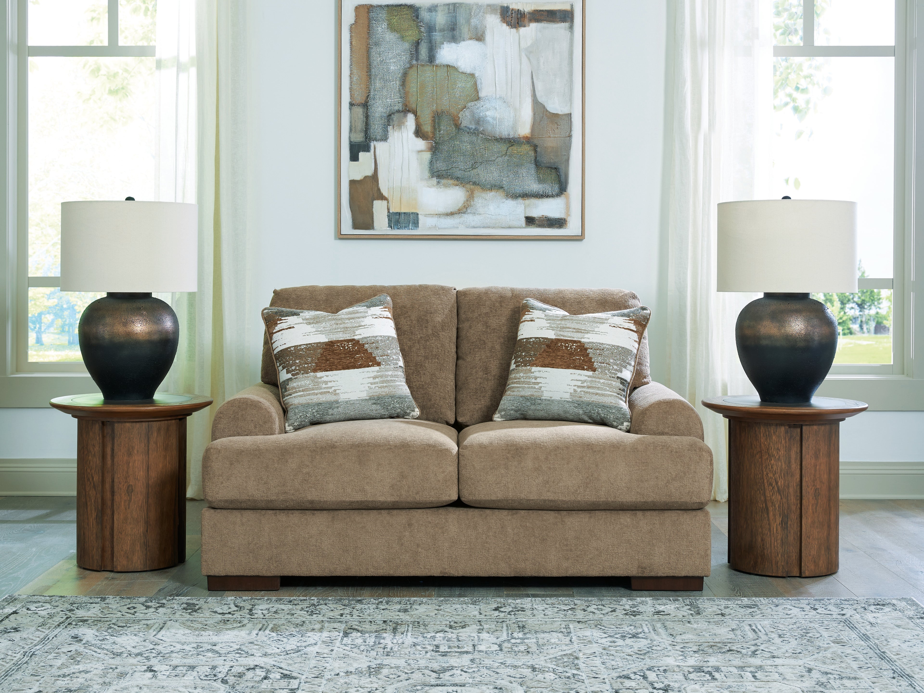 Tampa Furniture Outlet Lutz - Ashley Furniture - Jayne Park Living Room - Loveseat / Pecan - PC8150535