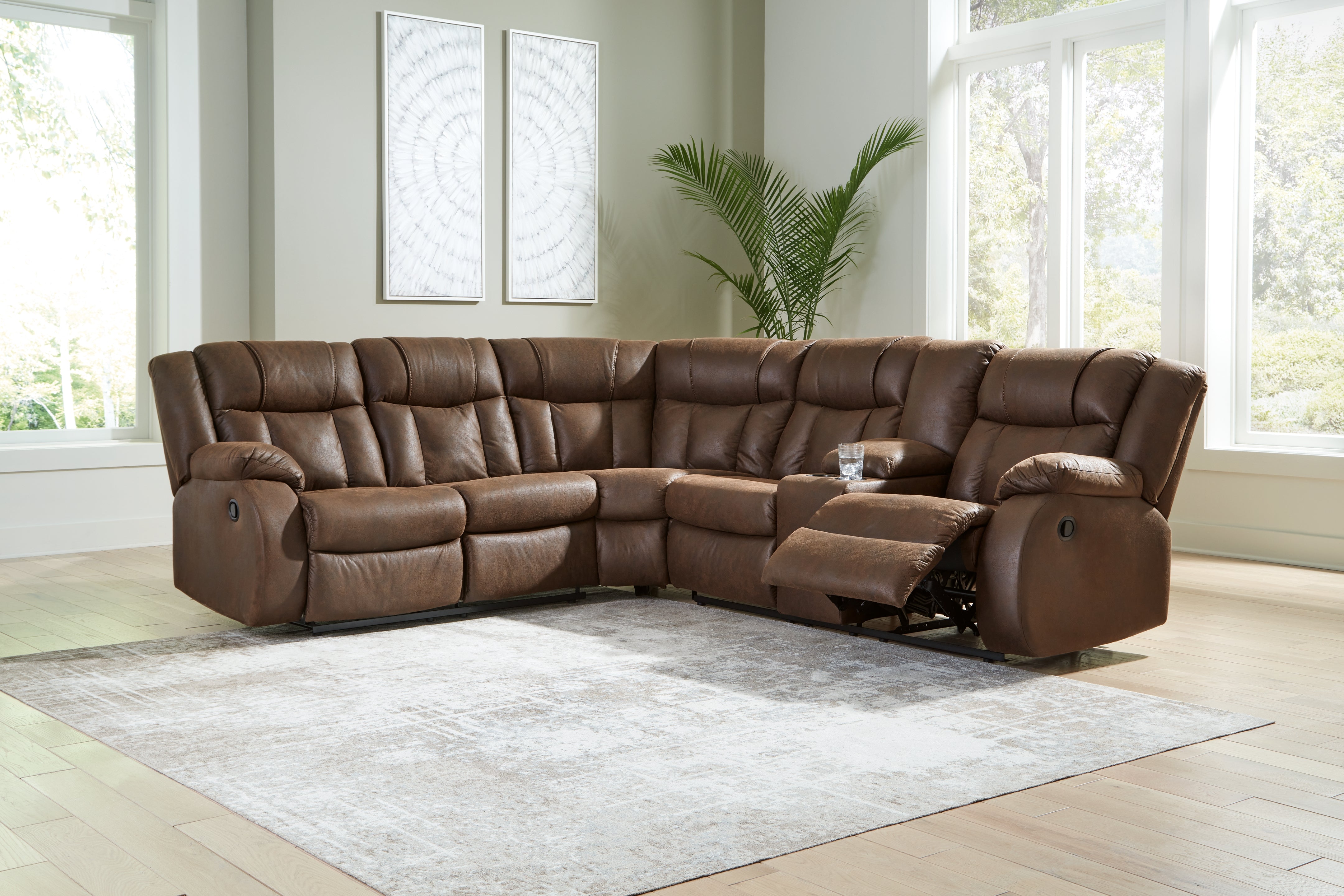 Tampa Furniture Outlet Lutz - Ashley Furniture - Trail Boys Sectional - 2-Piece Reclining Sectional / Walnut - 82703S1