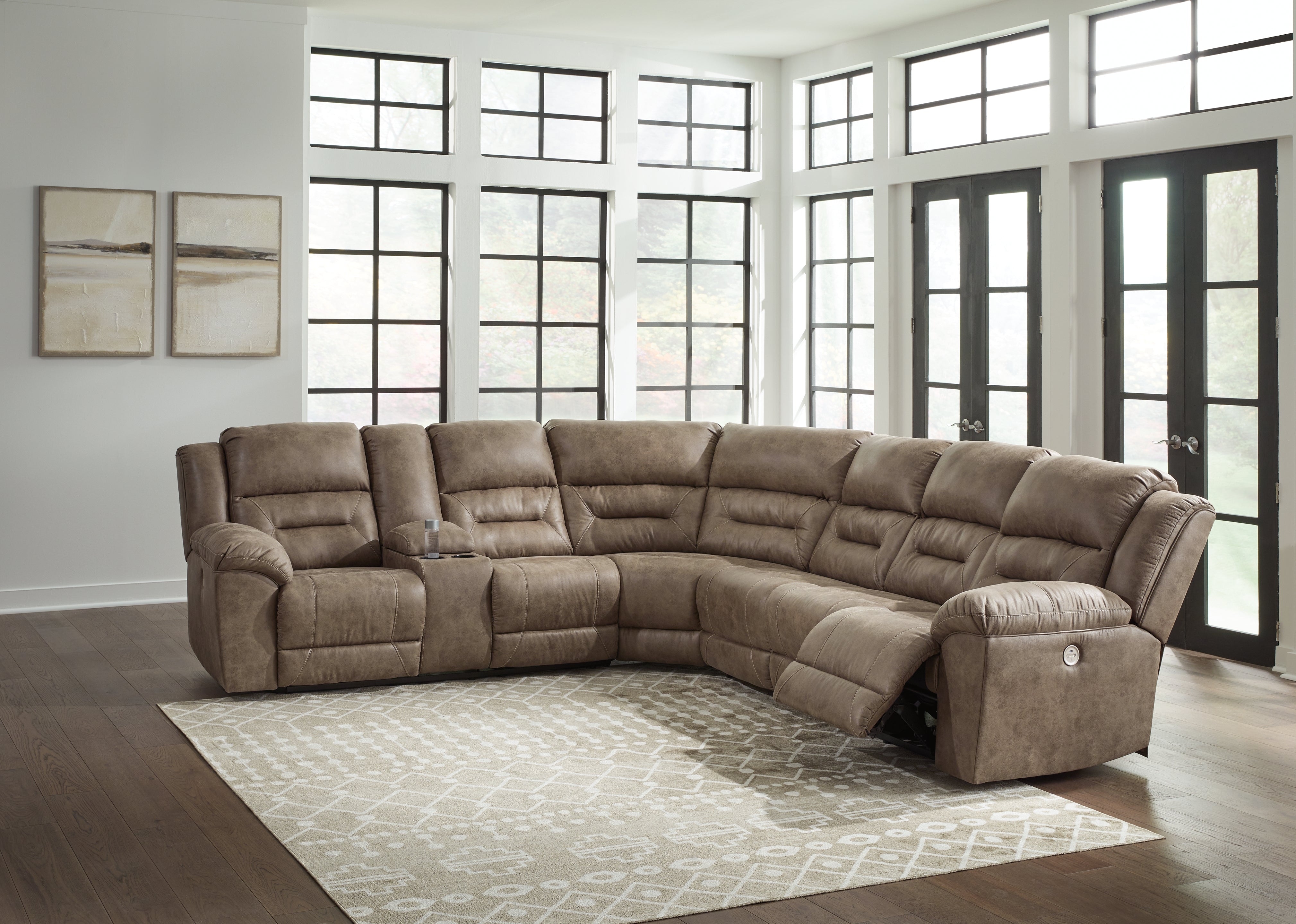 Tampa Furniture Outlet Lutz - Ashley Furniture - Ravenel Sectional - 4-Piece Power Reclining Sectional / Fossil - 83106S3