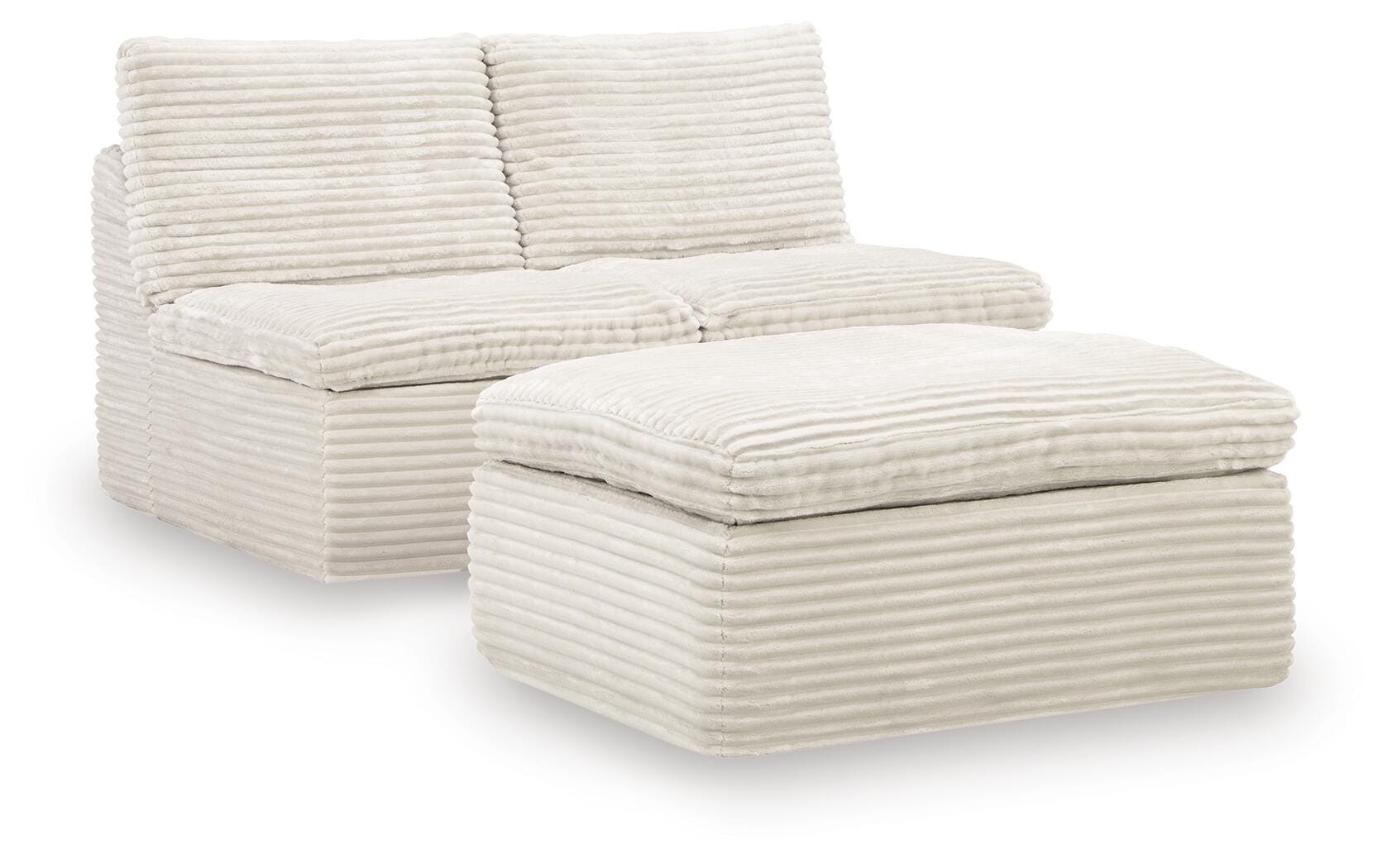 Tampa Furniture Outlet Lutz - Ashley Furniture - Fannin Sectional - 2 Armless Chairs w/Otto (3/CN) / Ivory - PC8430431