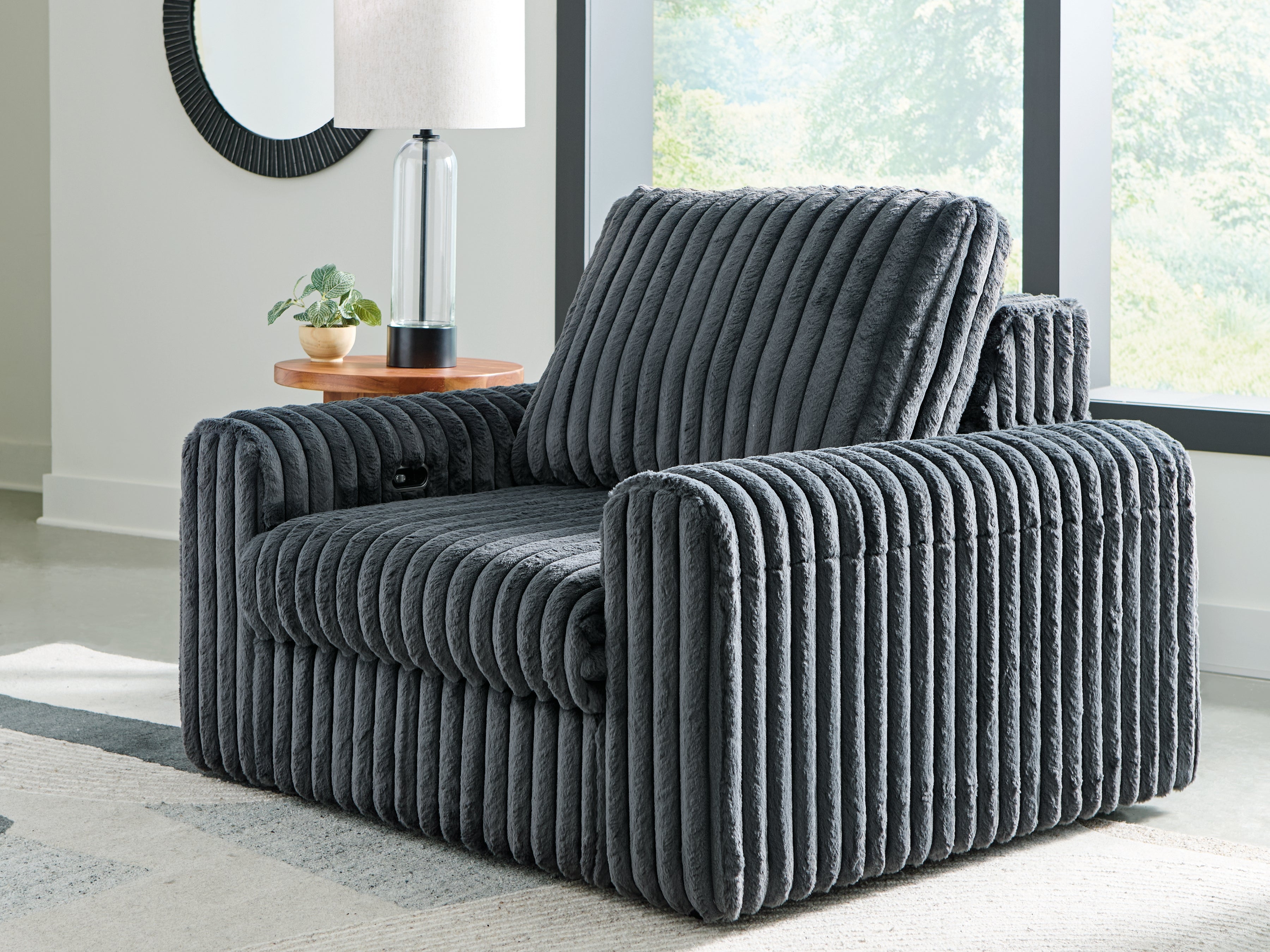 Tampa Furniture Outlet Lutz - Ashley Furniture - HamlinBay Living Room - Power Gliding Chaise / Gunmetal - PC8680515P
