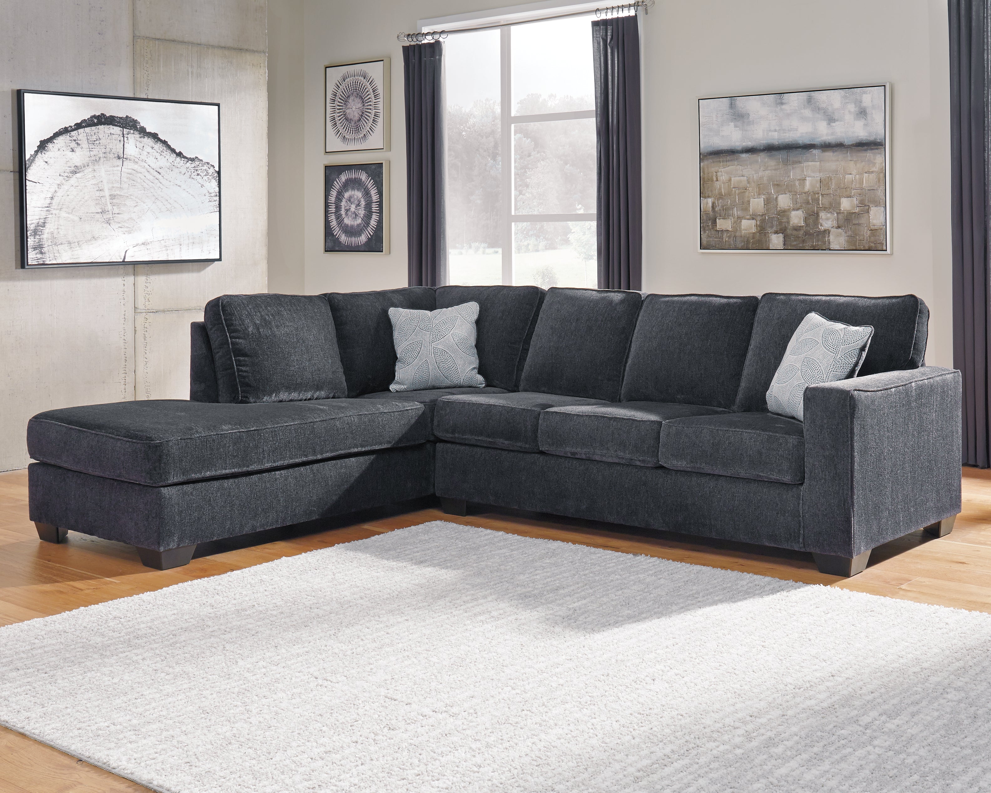 Tampa Furniture Outlet Lutz - Ashley Furniture - Altari Sectional - RAF 2-Piece Sectional with Chaise / Slate - 87213S1