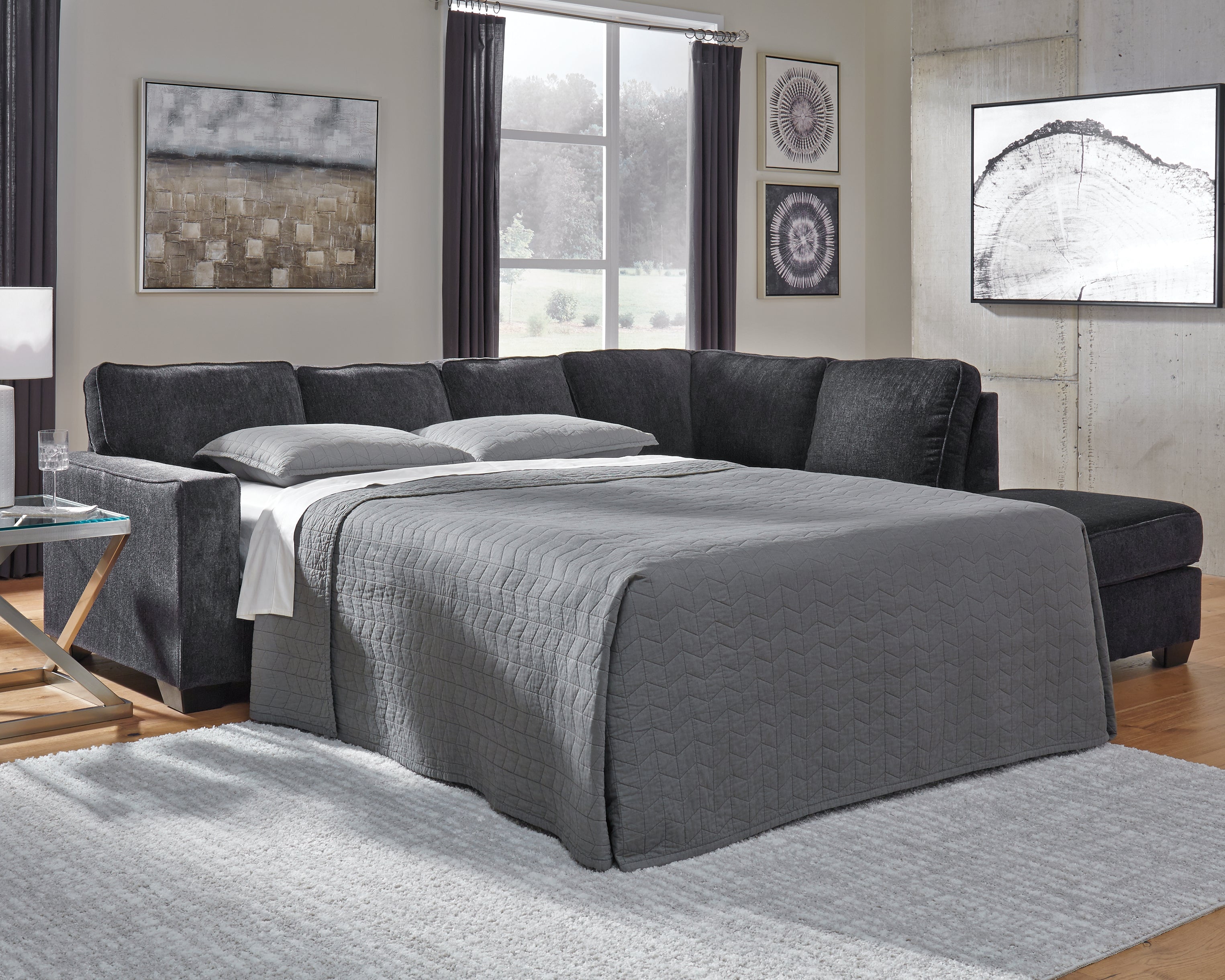 Tampa Furniture Outlet Lutz - Ashley Furniture - Altari Sectional - 2-Piece Sleeper Sectional with Chaise / Slate - 87213S3