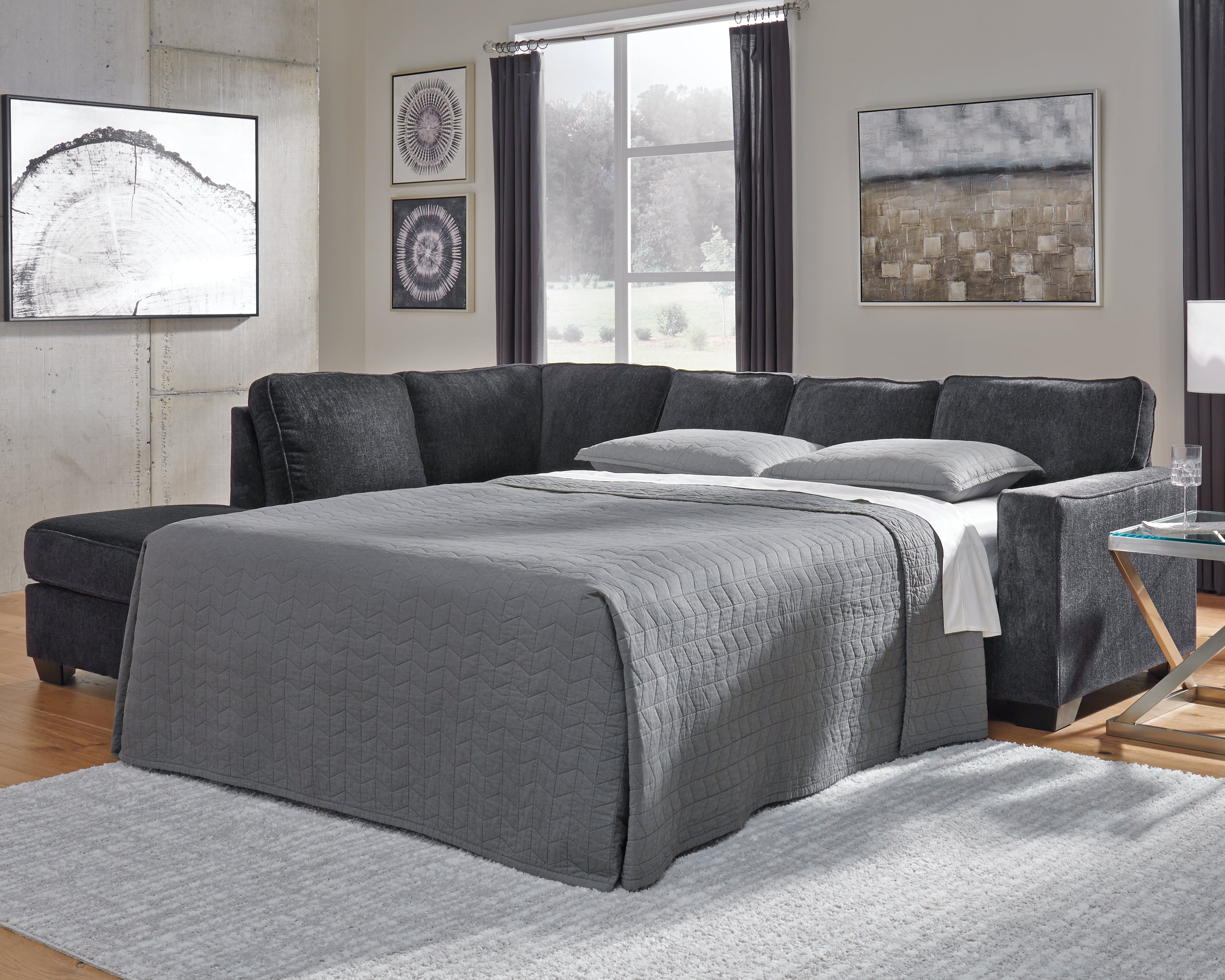 Tampa Furniture Outlet Lutz - Ashley Furniture - Altari Sectional - RAF 2-Piece Sleeper Sectional with Chaise / Slate - 87213S4