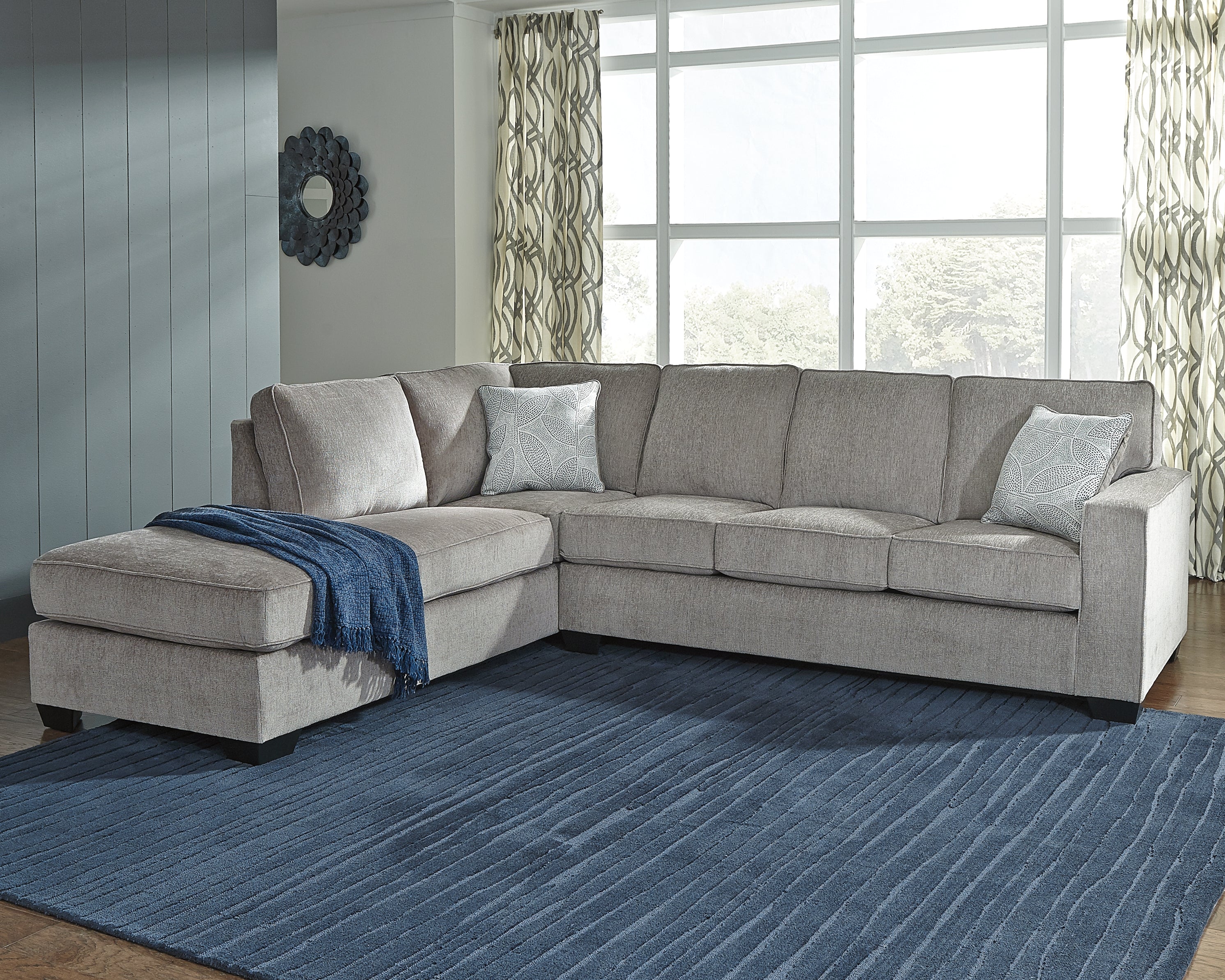 Tampa Furniture Outlet Lutz - Ashley Furniture - Altari Sectional - RAF 2-Piece Sectional with Chaise / Alloy - 87214S1