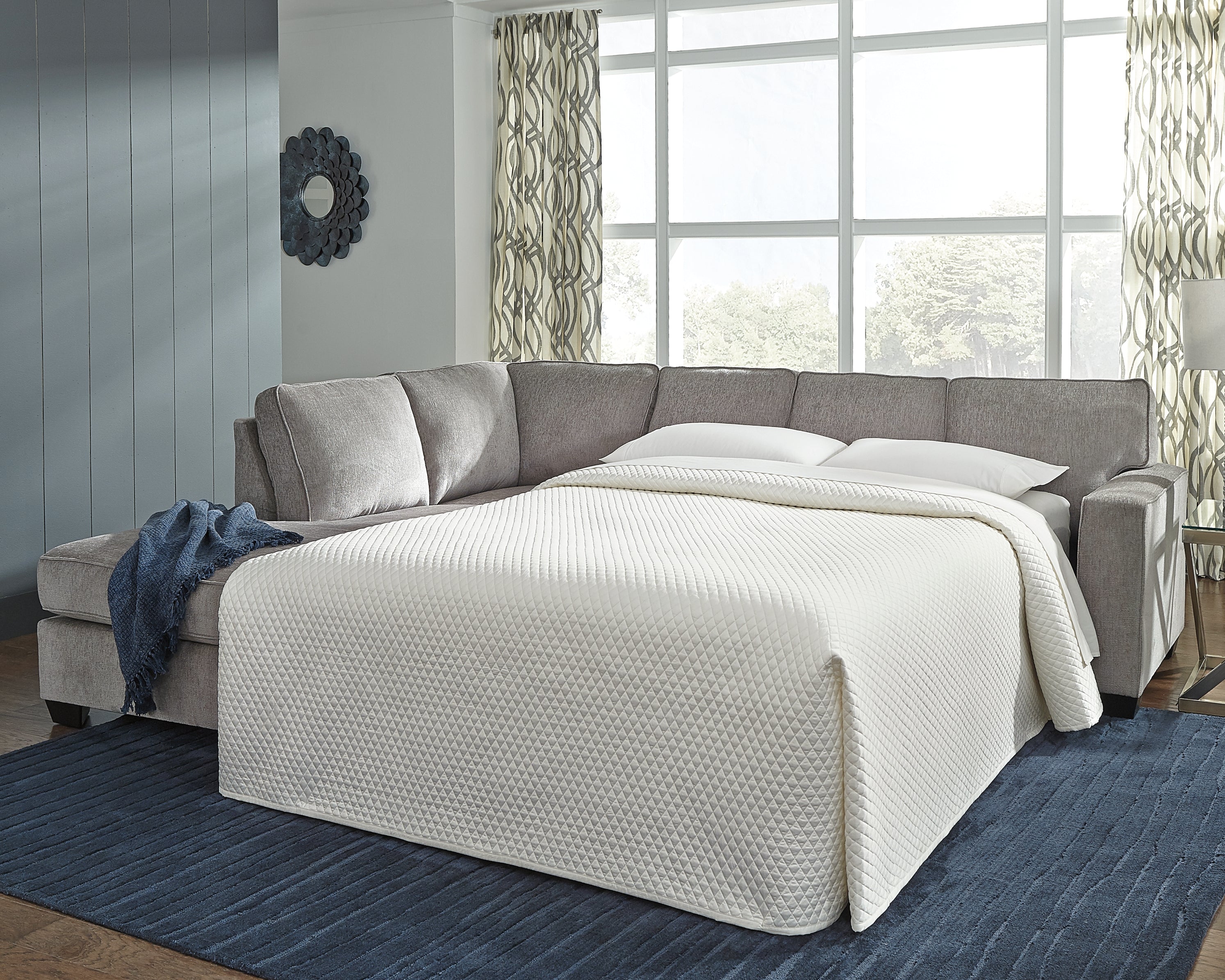 Tampa Furniture Outlet Lutz - Ashley Furniture - Altari Sectional - RAF 2-Piece Sleeper Sectional with Chaise / Alloy - 87214S4