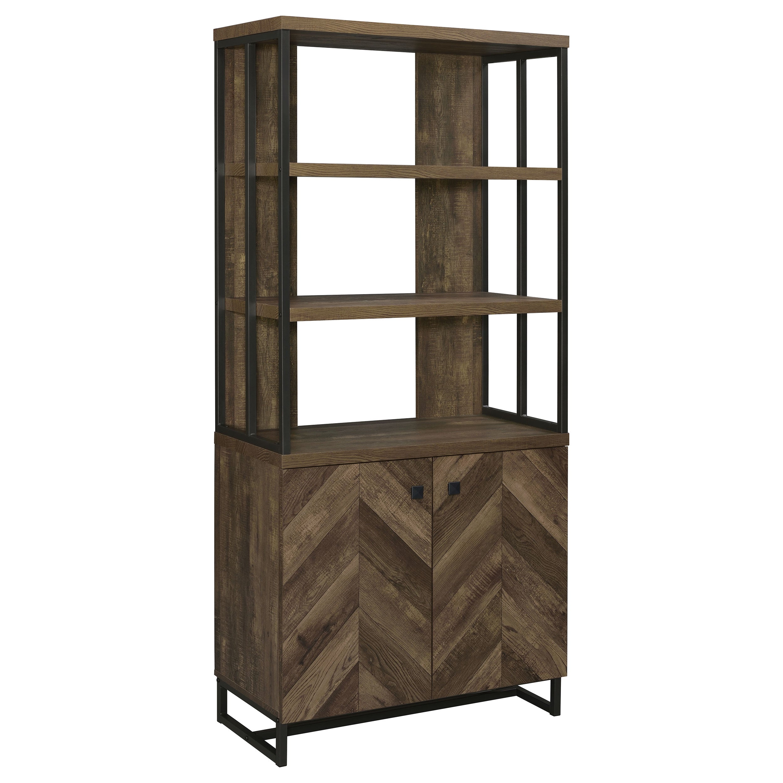 Tampa Furniture Outlet - Coaster - Millbrook 71-inch 2-door Storage Bookshelf Rustic Oak - 882093