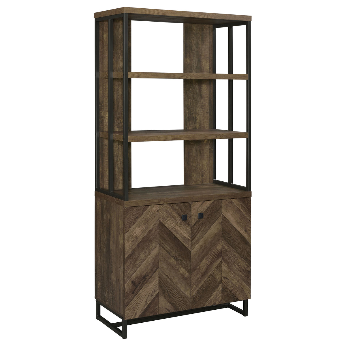 Tampa Furniture Outlet - Coaster - Millbrook 71-inch 2-door Storage Bookshelf Rustic Oak - 882093