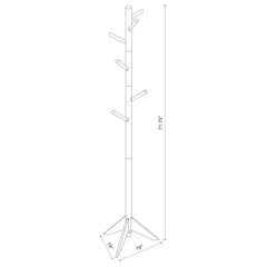 Devlin 6 Hook Freestanding Wood Coat Rack Hat Hanger Walnut
