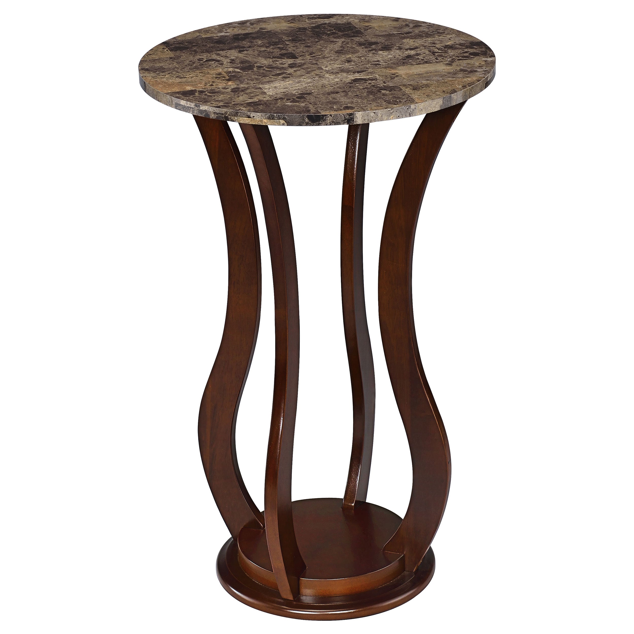 Tampa Furniture Outlet - Coaster - Elton Round Faux Marble Top Plant Stand Brown - 900926