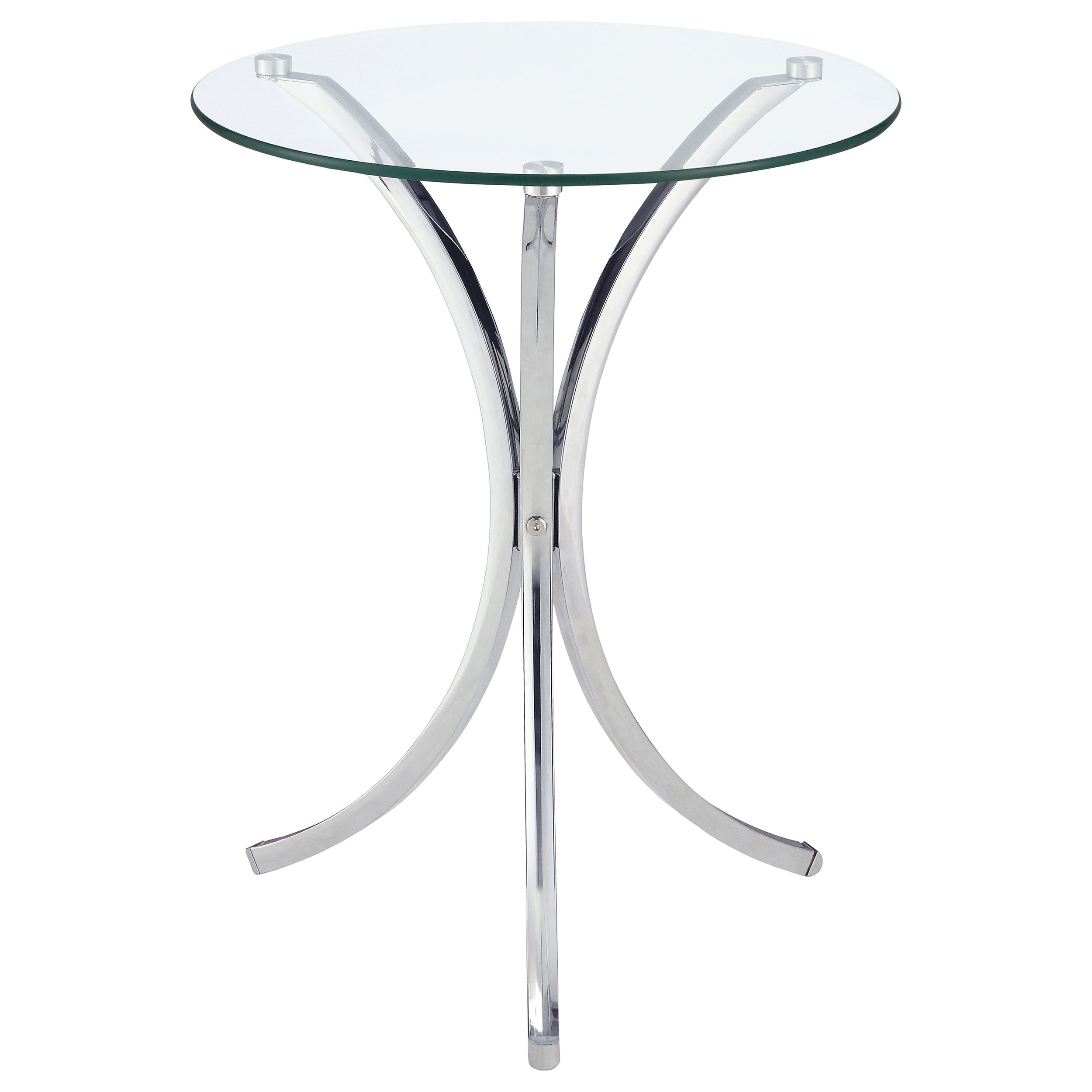 Tampa Furniture Outlet - Coaster - Eloise Round Glass Top Accent Side Table Chrome - 902869