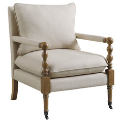 Tampa Furniture Outlet - Coaster - Dempsy Upholstered Accent Chair with Casters Beige - 903058
