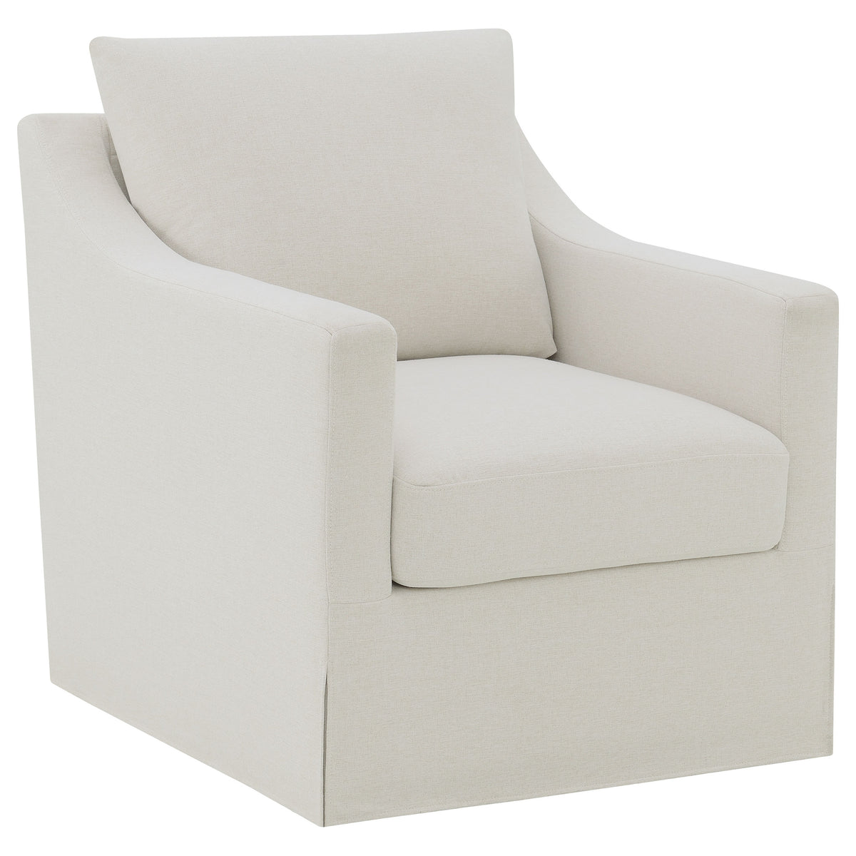 Tampa Furniture Outlet - Coaster - Winter Upholstered Sloped Arm Accent Swivel Chair Beige - 904133