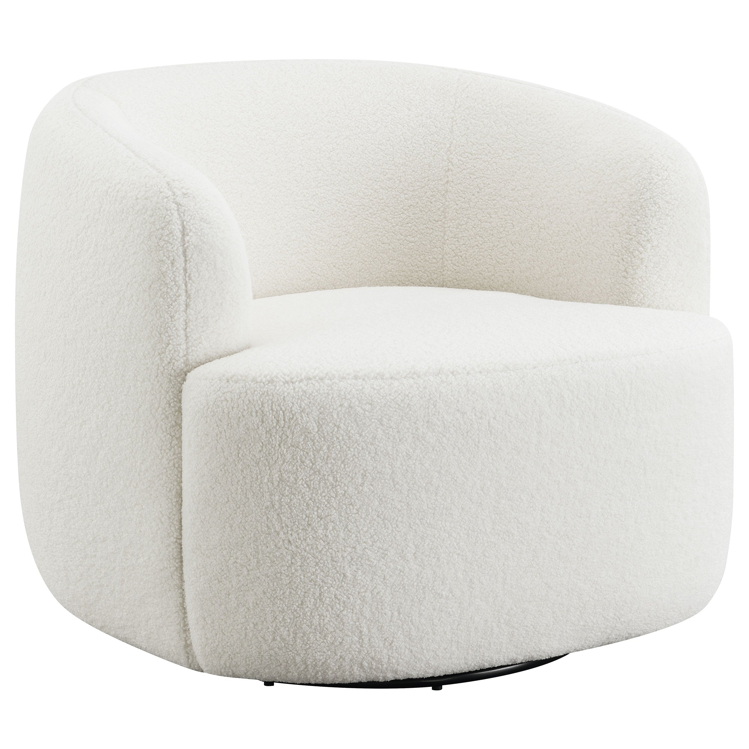 Tampa Furniture Outlet - Coaster - Hudson Faux Sheepskin Upholstered Swivel Chair Natural - 905726