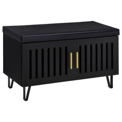 Tampa Furniture Outlet - Coaster - Brixton 2-door Padded Entryway Shoe Storage Bench Black - 915152