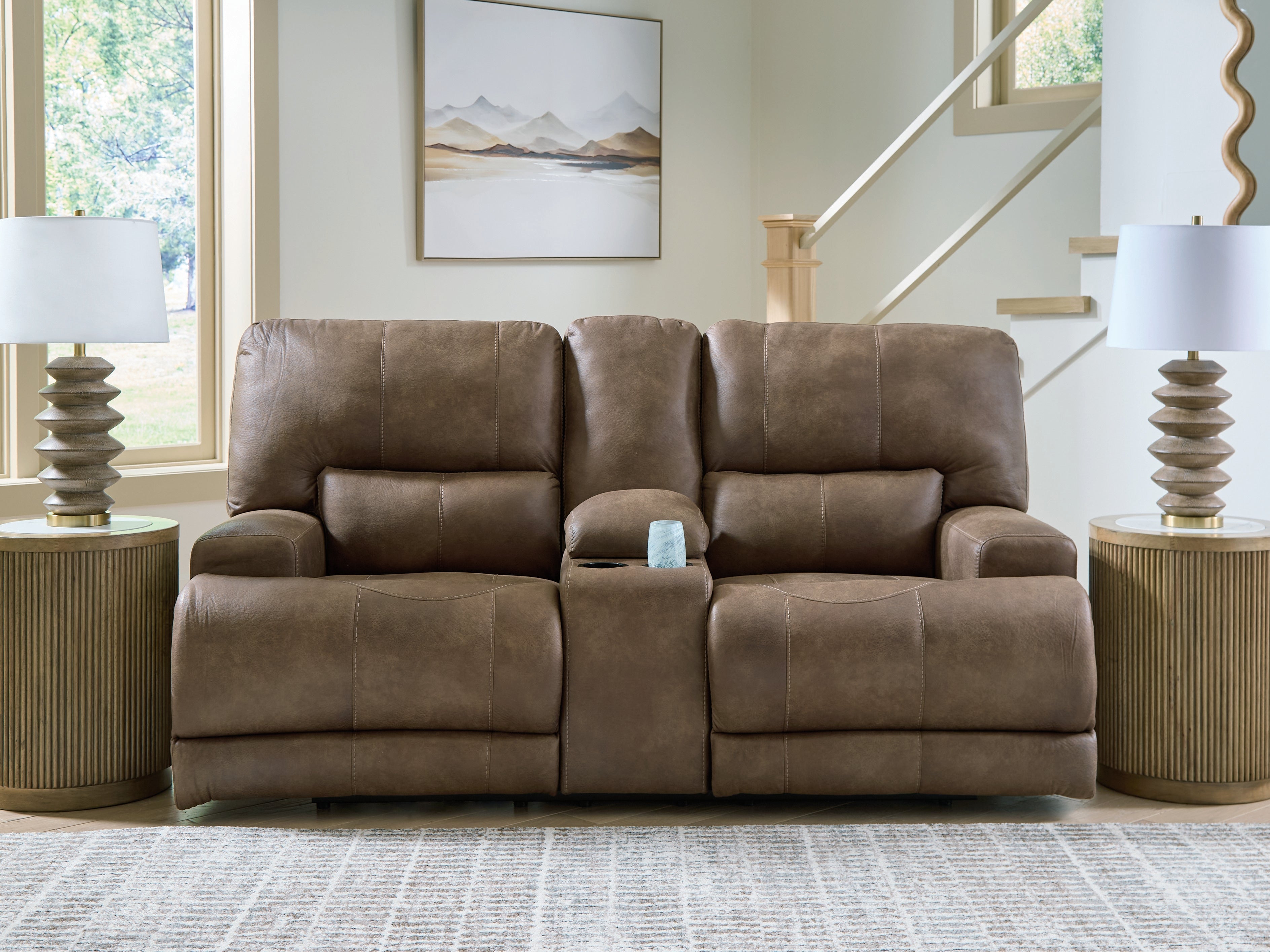 Tampa Furniture Outlet Lutz - Ashley Furniture - Beckley Place Living Room - PWR REC Loveseat/CON/ADJ HDRST / Earth - PC9180218