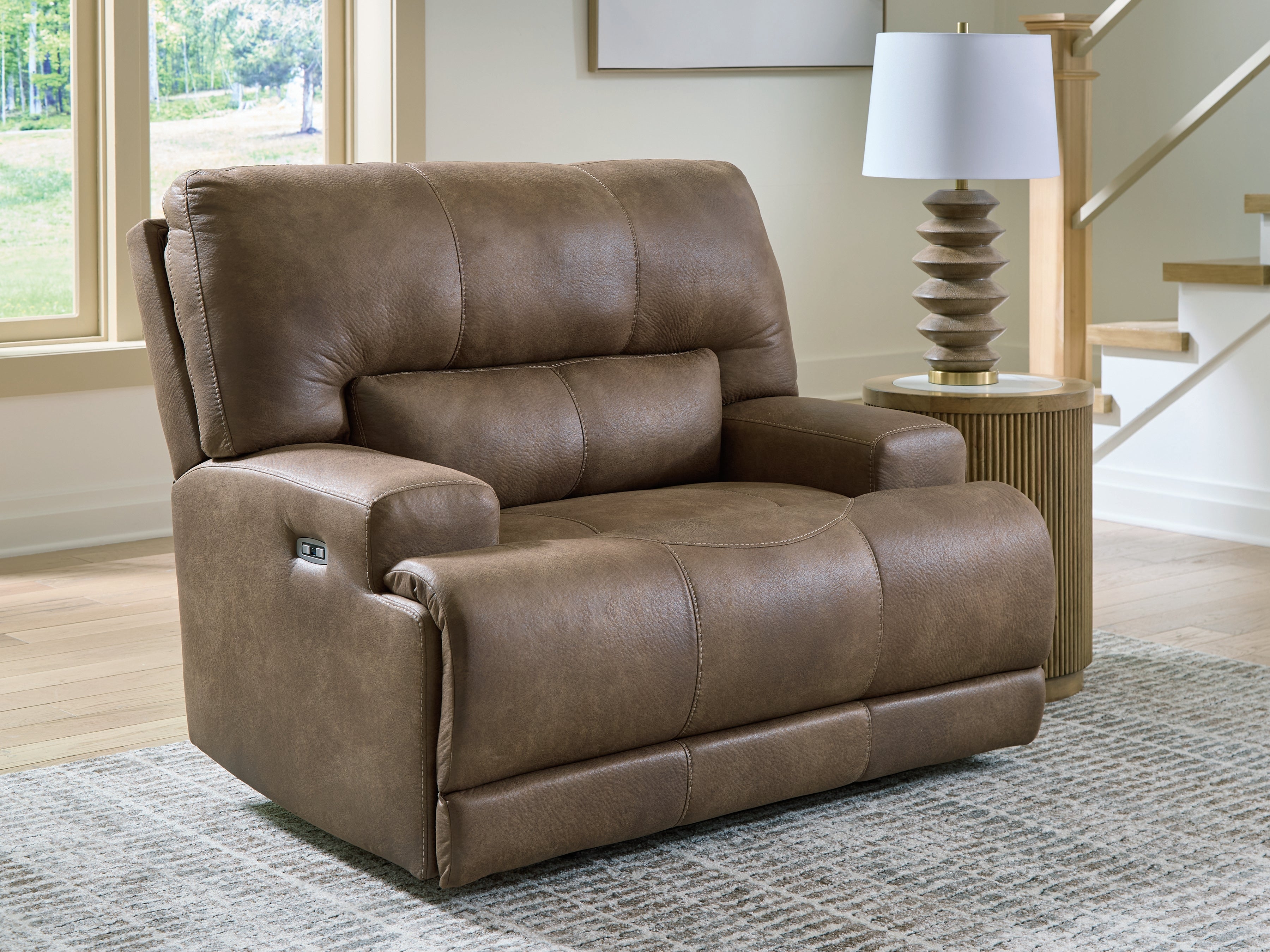Tampa Furniture Outlet Lutz - Ashley Furniture - Beckley Place Living Room - PWR Recliner/ADJ Headrest / Earth - PC9180282