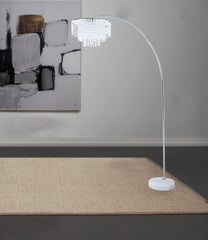 Shirley 86-inch Hanging Crystal Arc Metal Floor Lamp Chrome