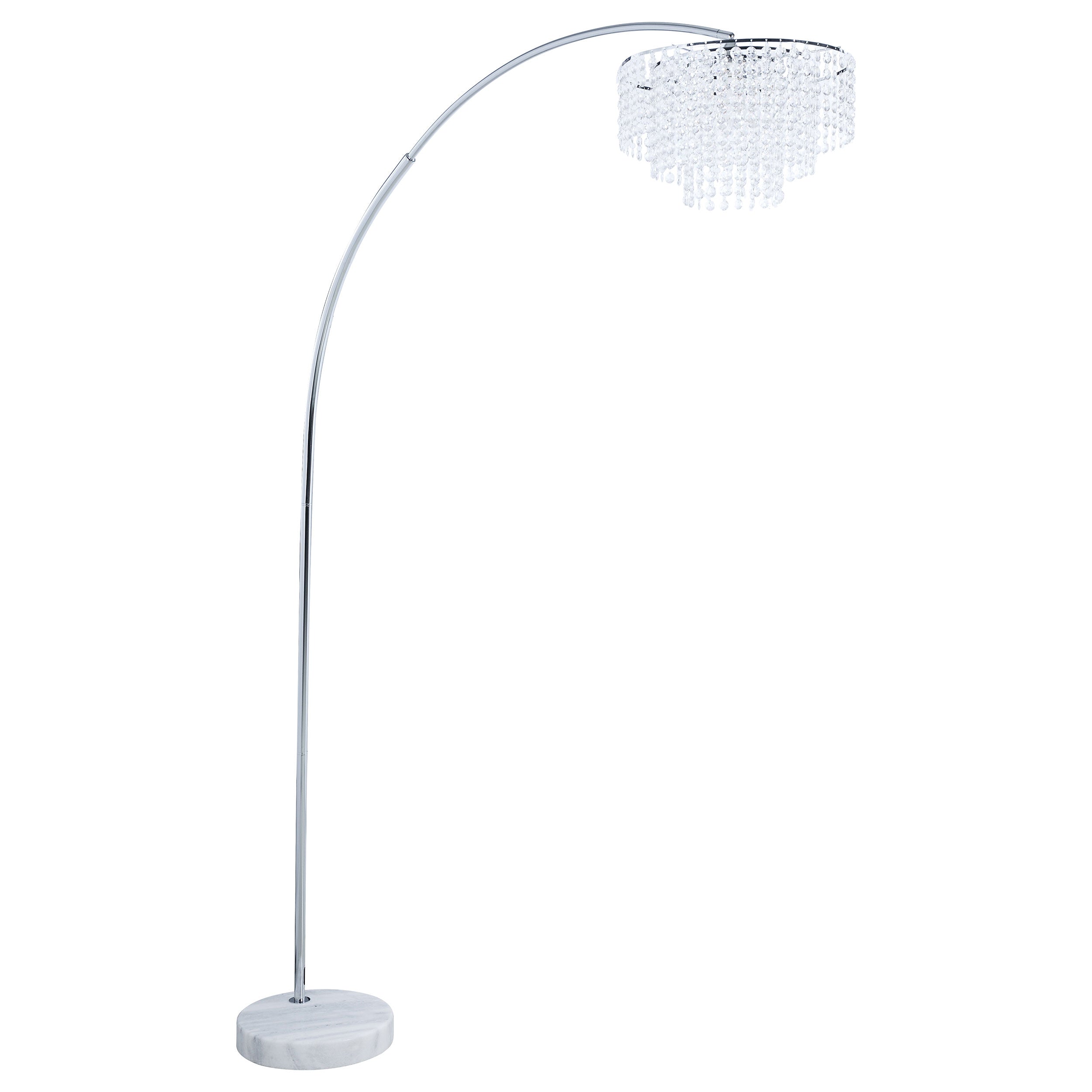 Tampa Furniture Outlet - Coaster - Shirley 86-inch Hanging Crystal Arc Metal Floor Lamp Chrome - 920065