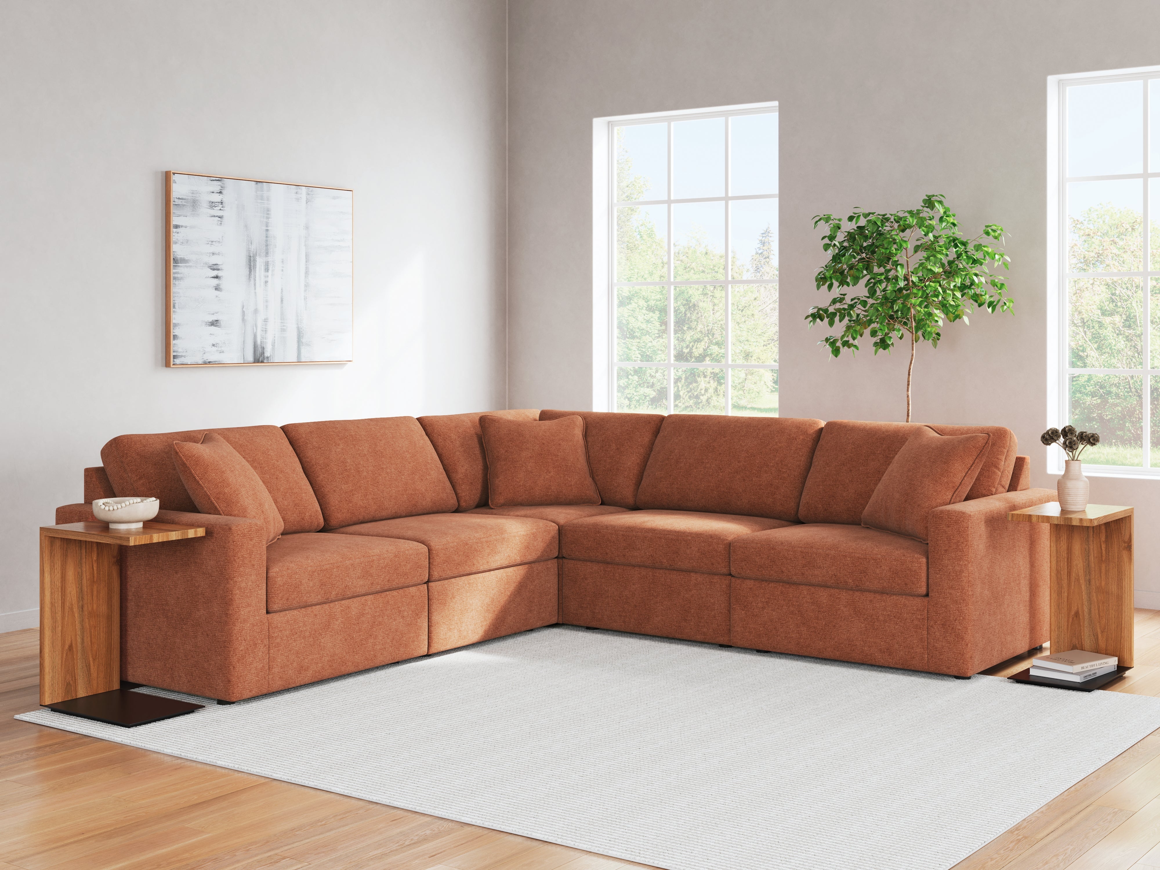 Tampa Furniture Outlet Lutz - Ashley Furniture - Modmax Sectional - RAF 5-Piece Sectional / Spice - 92102S6