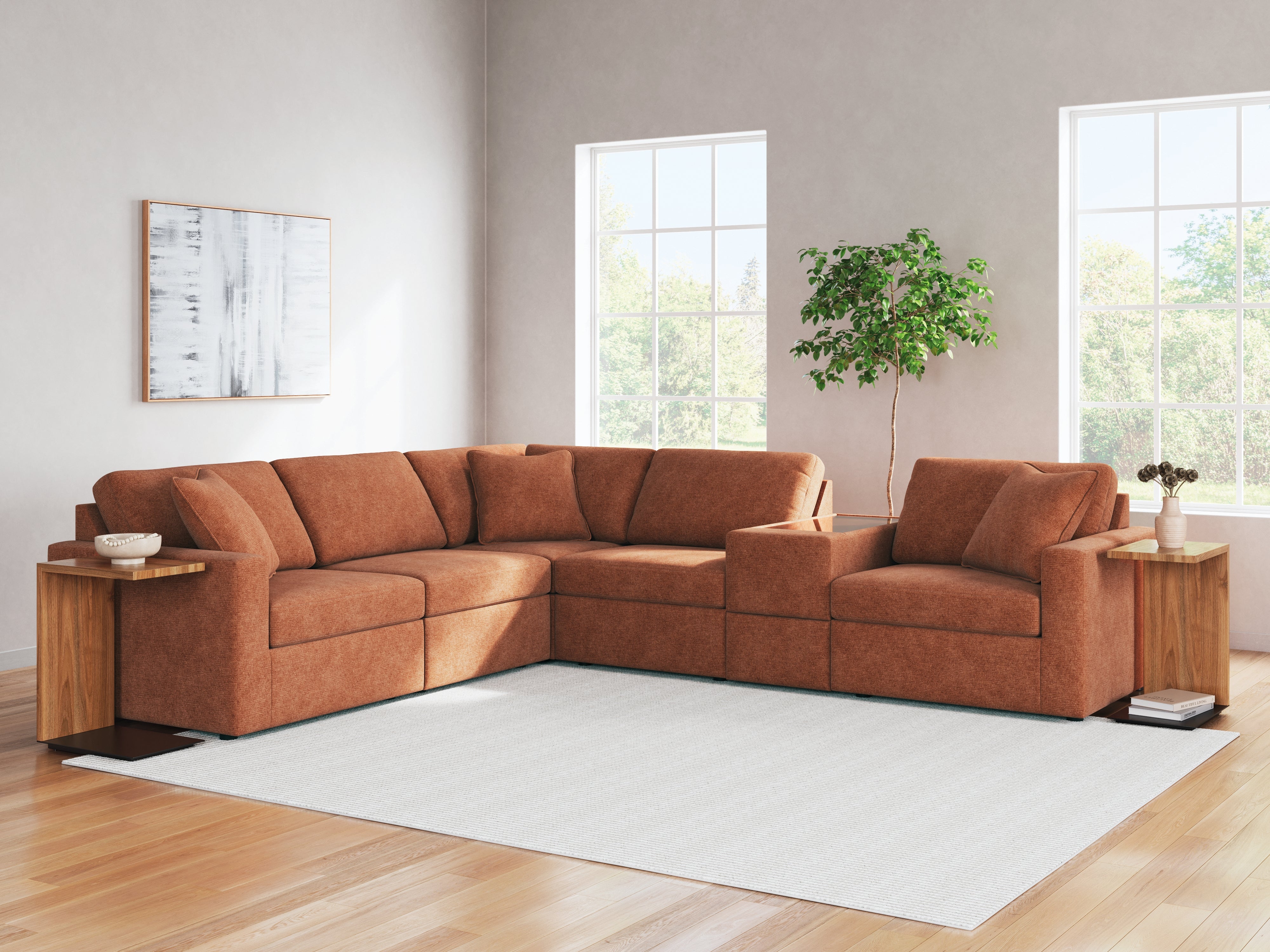 Tampa Furniture Outlet Lutz - Ashley Furniture - Modmax Sectional - RAF 6-Piece Sectional / Spice - 92102S7