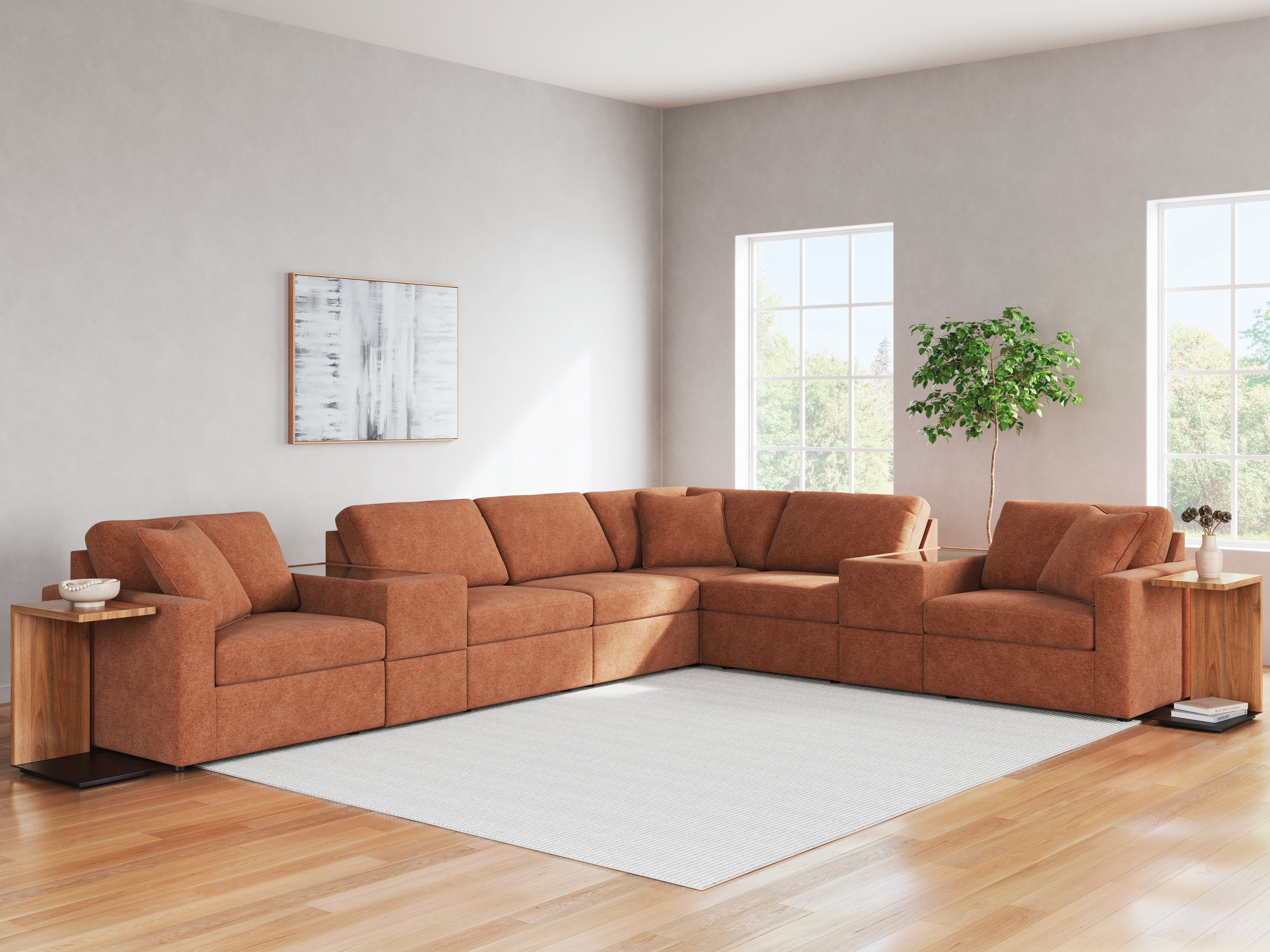 Tampa Furniture Outlet Lutz - Ashley Furniture - Modmax Sectional - RAF 8-Piece Sectional / Spice - 92102S11