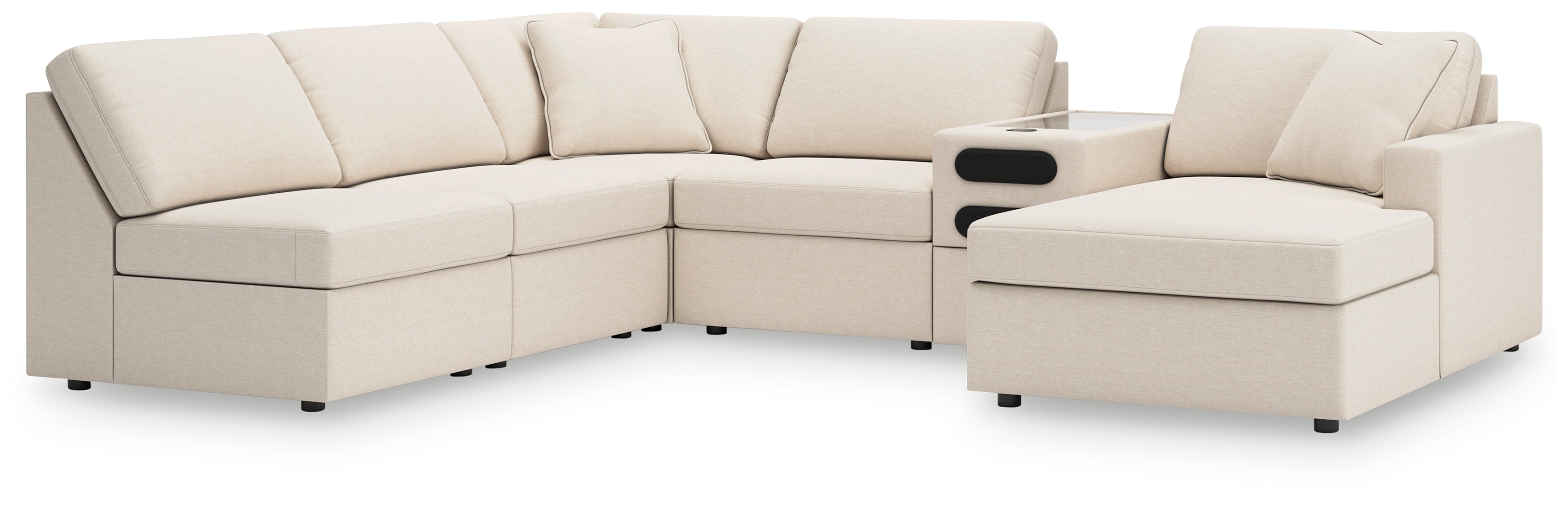Tampa Furniture Outlet Lutz - Ashley Furniture - Modmax Sectional - 6-Piece Sectional with Chaise and Audio Console / Oyster - 92103S25