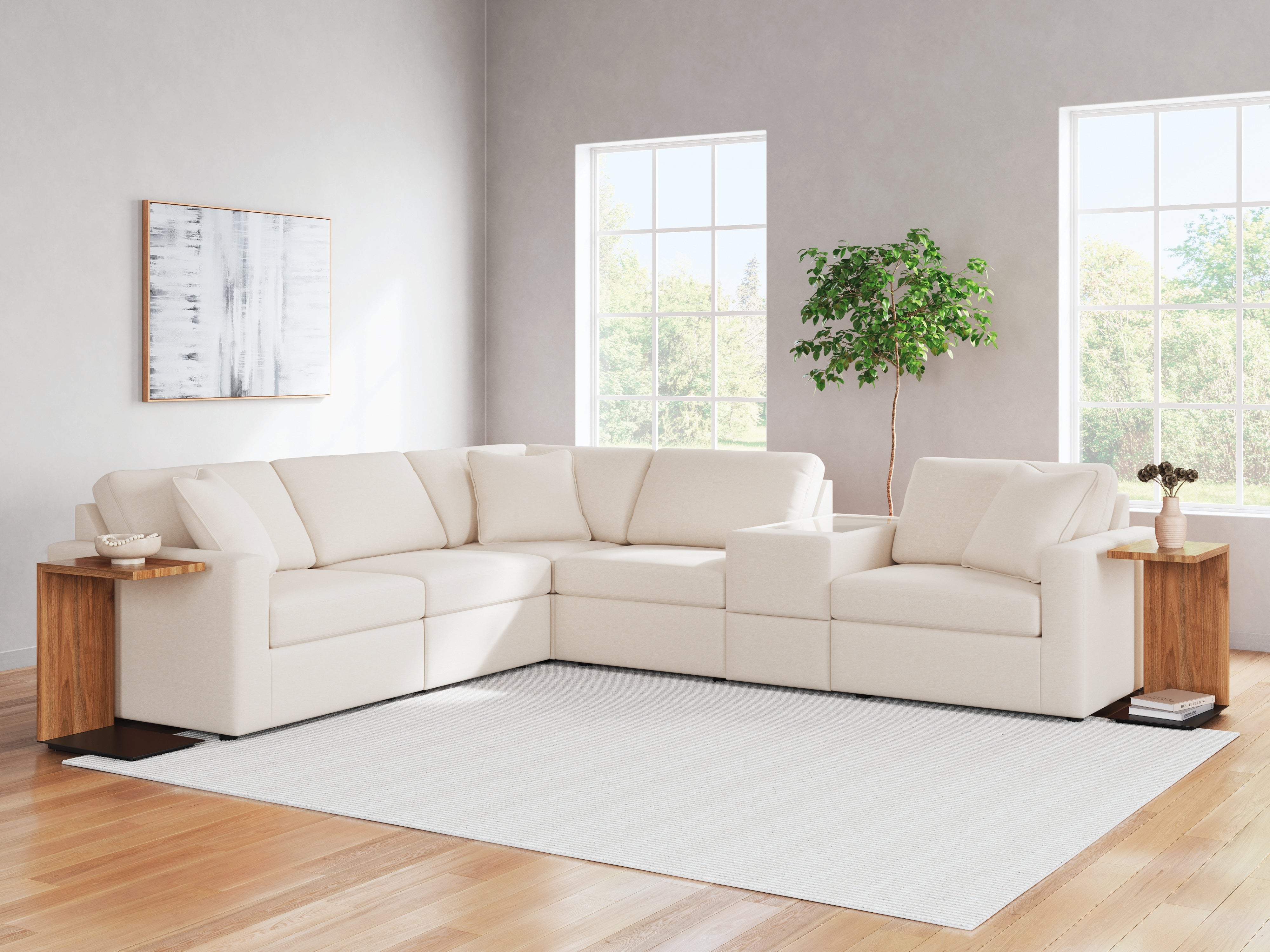 Tampa Furniture Outlet Lutz - Ashley Furniture - Modmax Sectional - RAF 6-Piece Sectional / Oyster - 92103S7