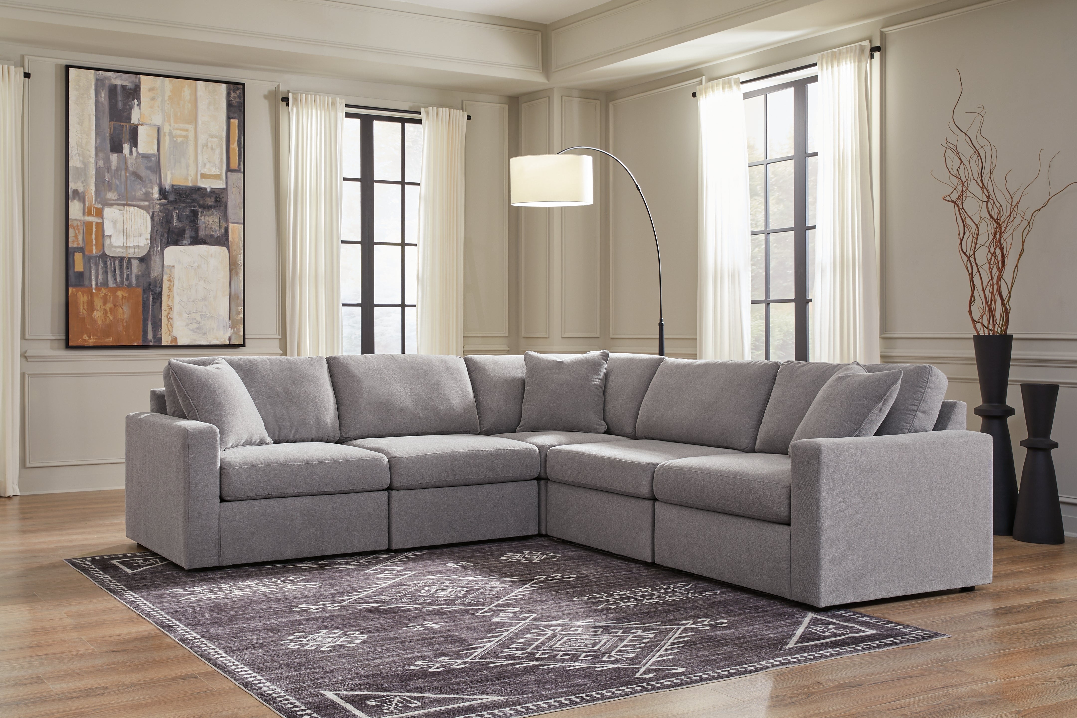 Tampa Furniture Outlet Lutz - Ashley Furniture - Modmax Sectional - RAF 5-Piece Sectional / Granite - 92104S6