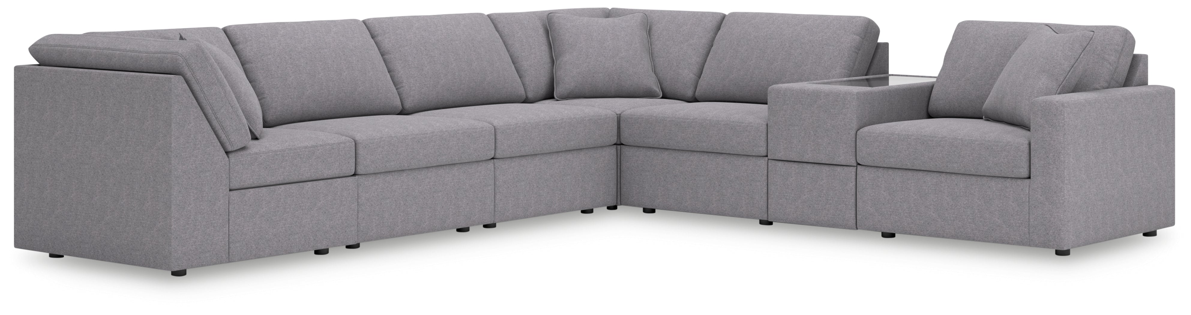 Tampa Furniture Outlet Lutz - Ashley Furniture - Modmax Sectional - 7-Piece Sectional with Storage Console / Granite - 92104S32