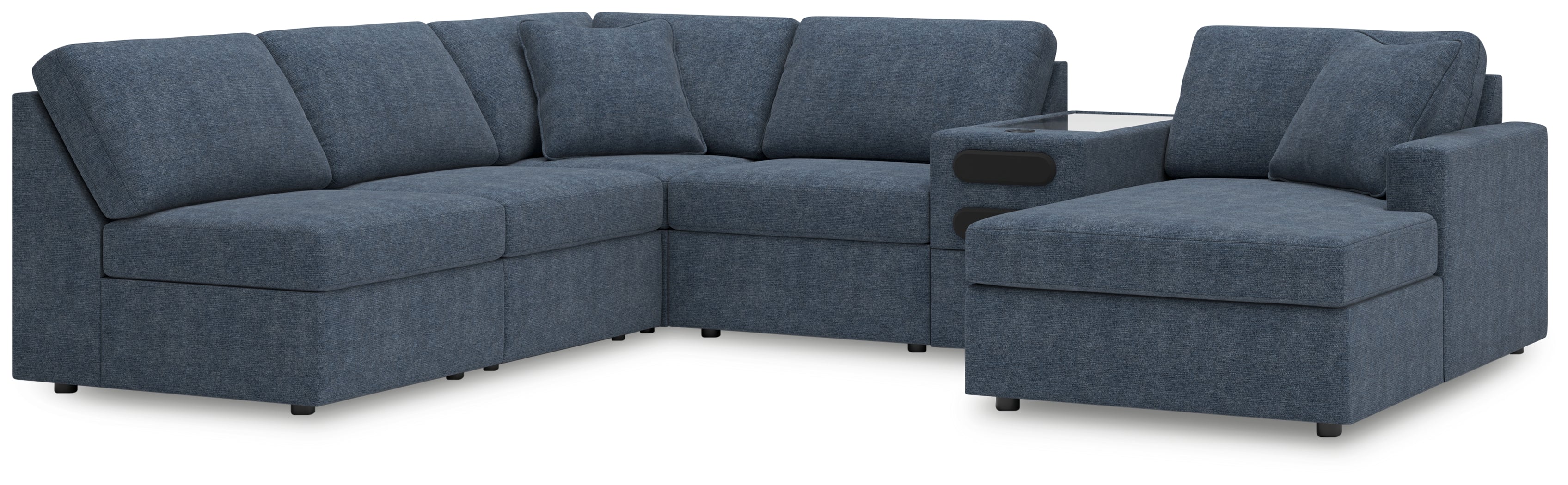 Tampa Furniture Outlet Lutz - Ashley Furniture - Modmax Sectional - 6-Piece Sectional with Chaise and Audio Console / Ink - 92121S25
