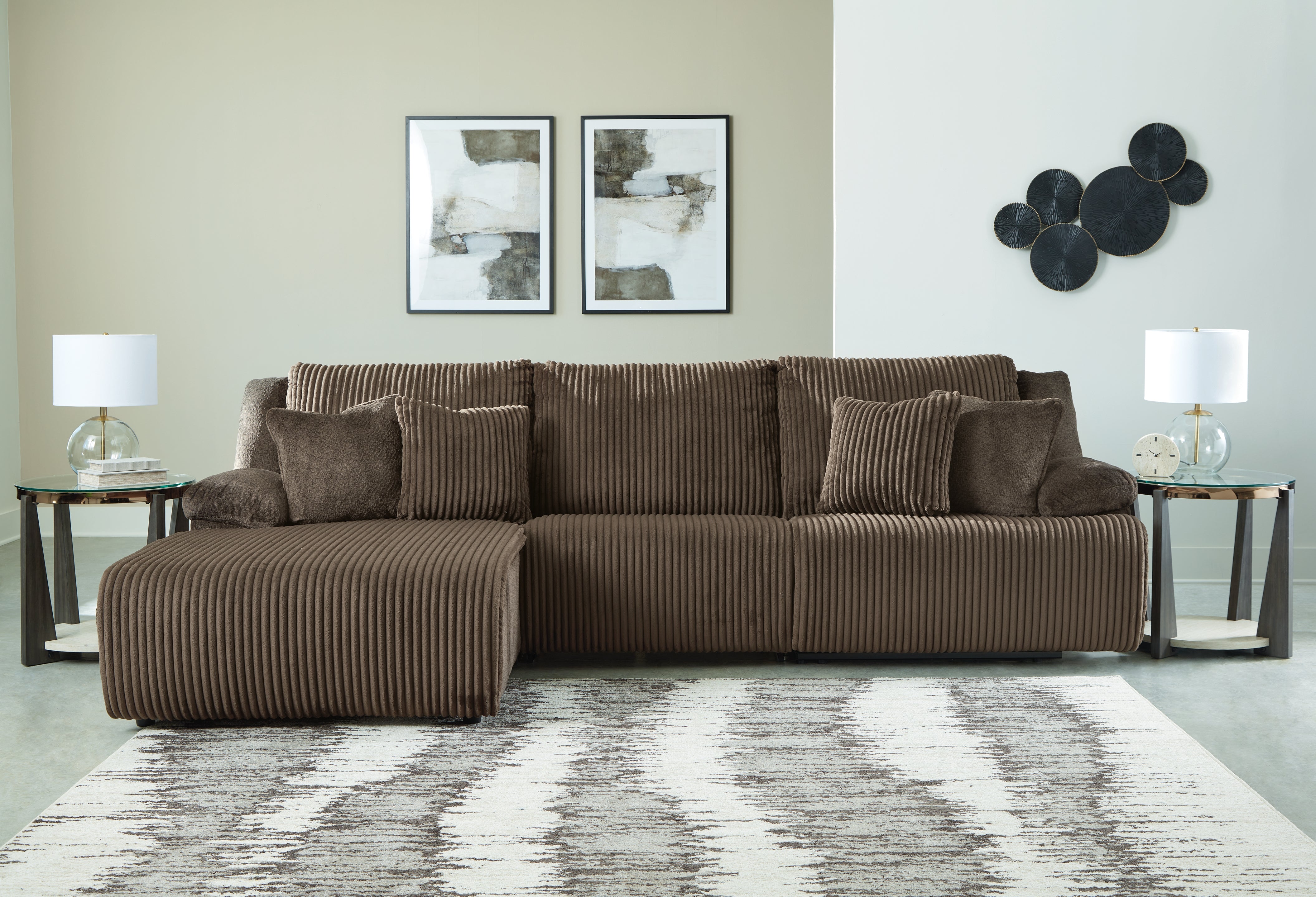 Tampa Furniture Outlet Lutz - Ashley Furniture - Top Tier Sectional - 3-Piece Reclining Sectional Sofa Chaise / Chocolate - 92705S7