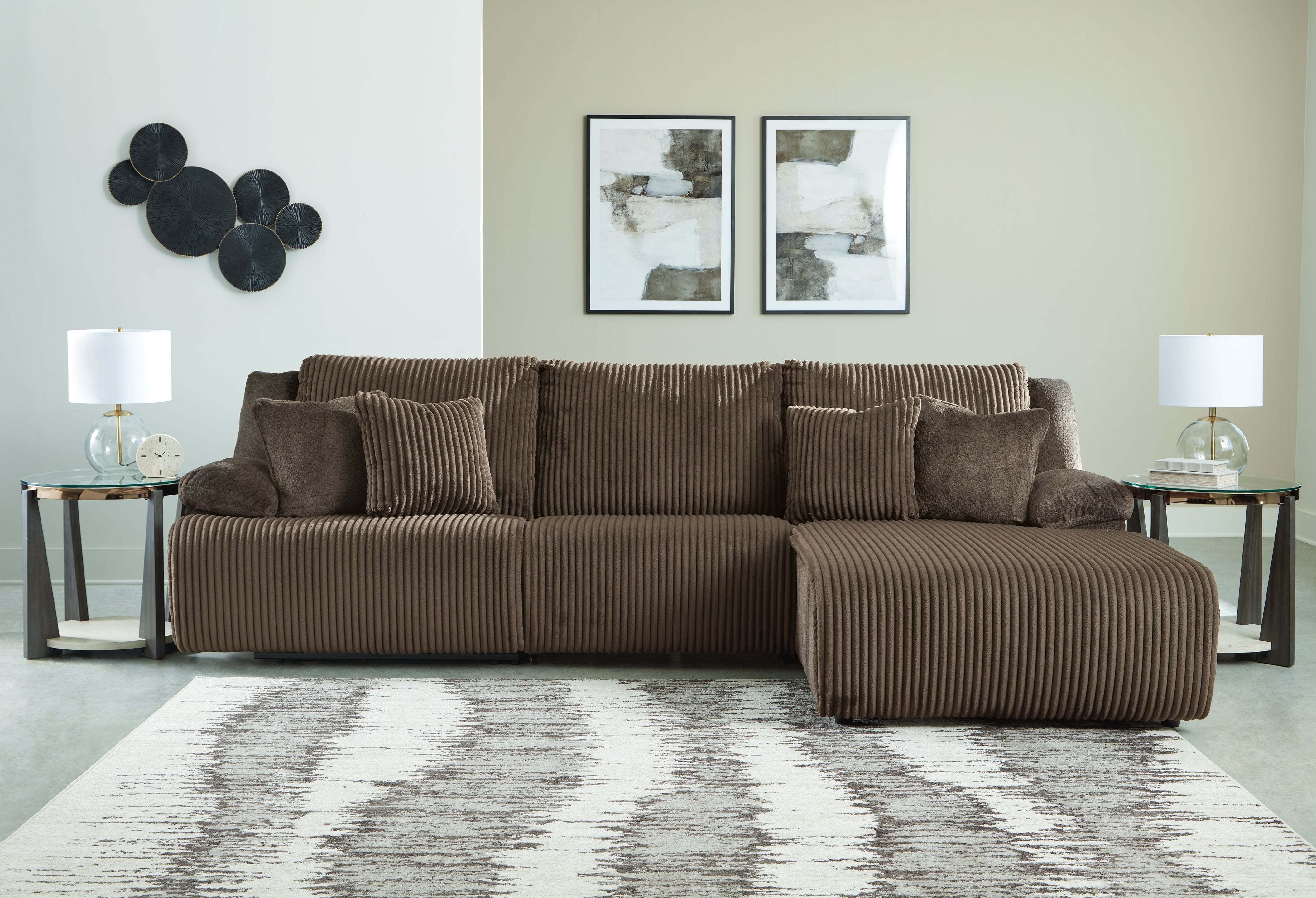Tampa Furniture Outlet Lutz - Ashley Furniture - Top Tier Sectional - 3-Piece Sectional Sofa Chaise / Chocolate - 92705S6
