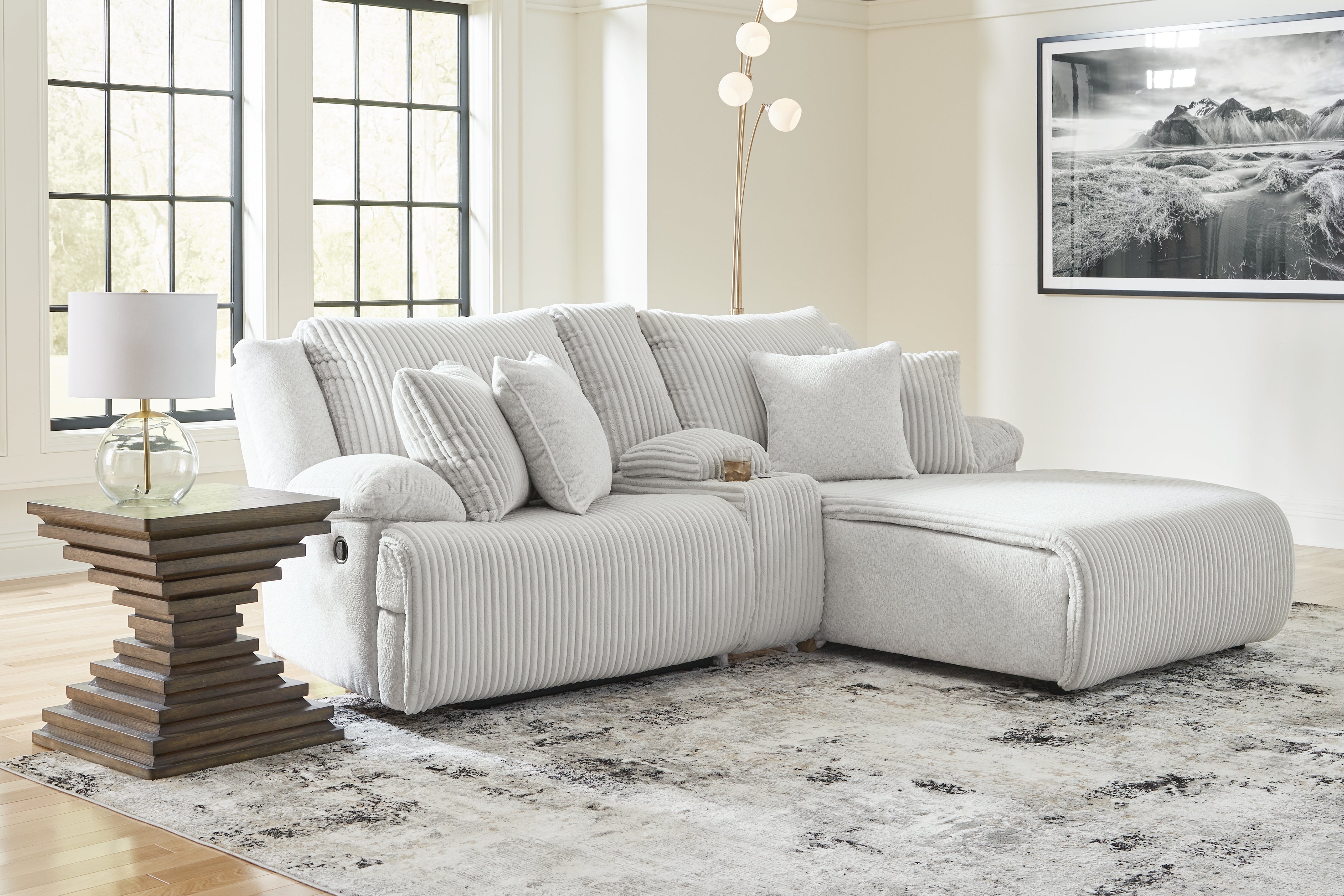 Tampa Furniture Outlet Lutz - Ashley Furniture - Top Tier Sectional - 3-Piece Reclining Sectional Sofa with Chaise / Alloy - 92706S4