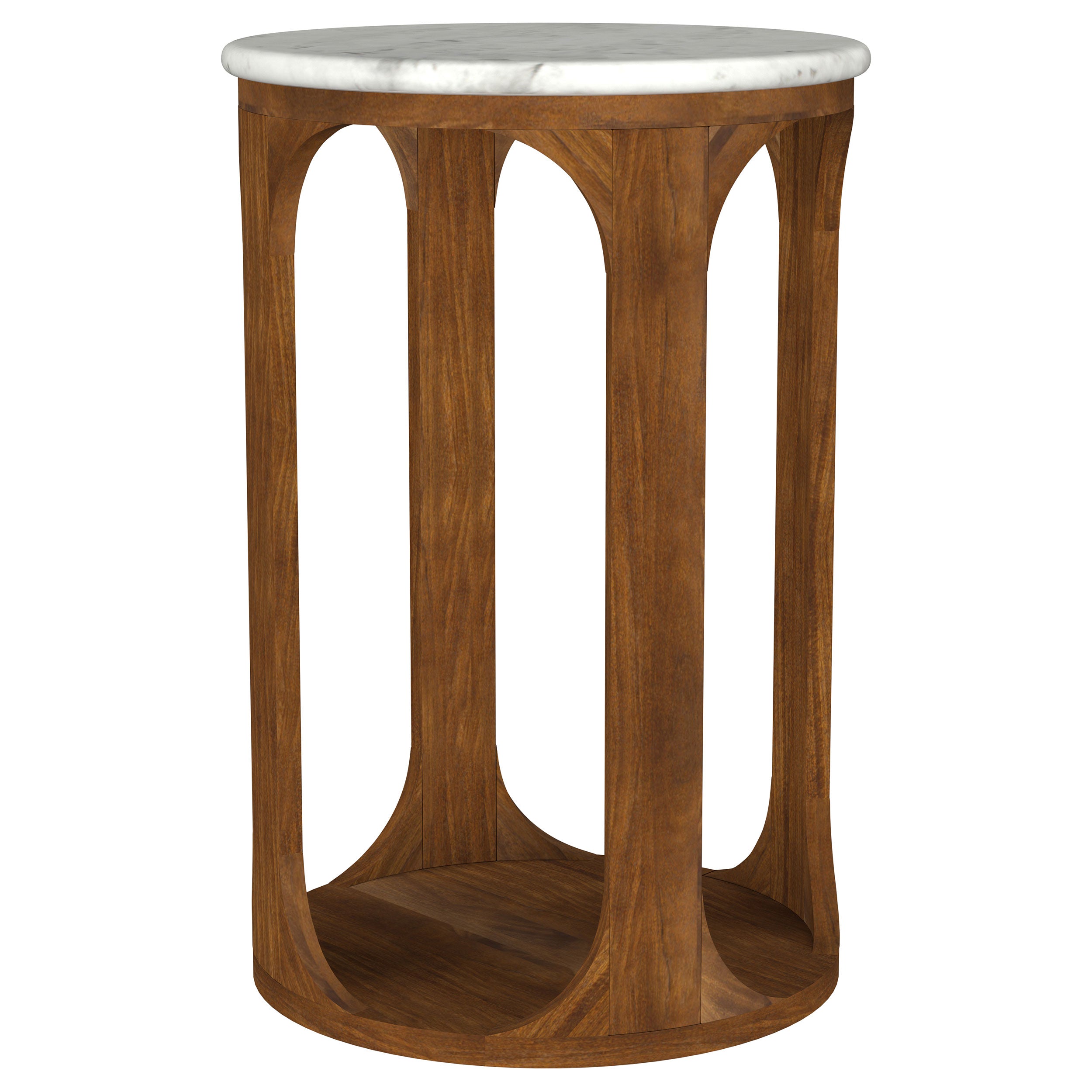 Tampa Furniture Outlet - Coaster - Berkeley Round Marble Top Side Table White and Brown - 930080
