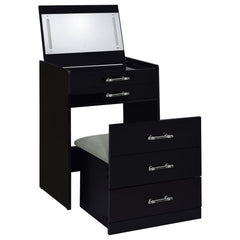 Tampa Furniture Outlet - Coaster - Danbury 3-drawer Makeup Vanity & Stool Set Black High Gloss - 930209