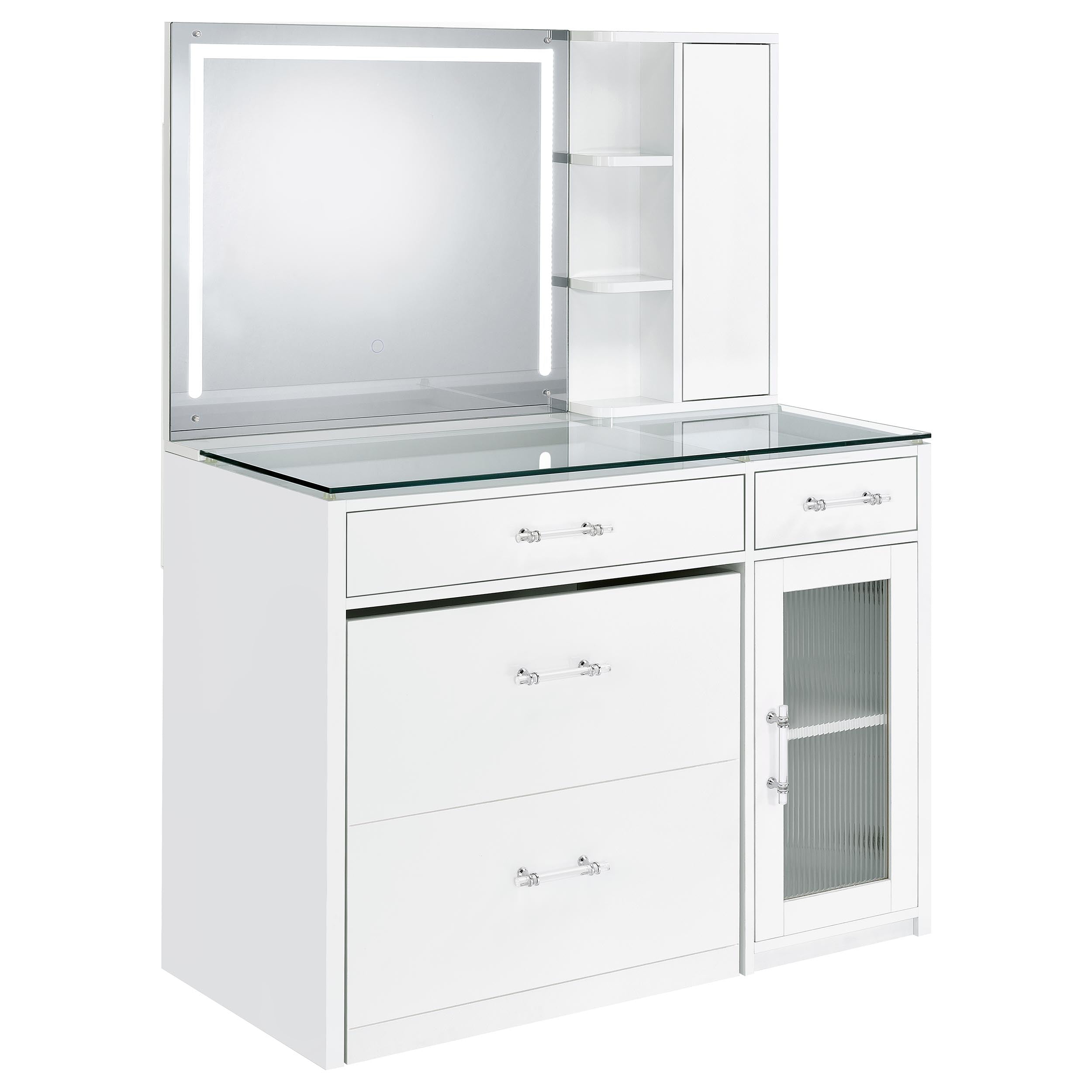 Tampa Furniture Outlet - Coaster - Flora 2-drawer Vanity Set with LED Mirror White High Gloss - 930218