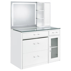 Tampa Furniture Outlet - Coaster - Flora 2-drawer Vanity Set with LED Mirror White High Gloss - 930218