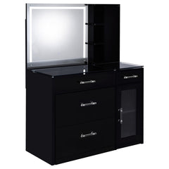 Tampa Furniture Outlet - Coaster - Flora 2-drawer Vanity Set with LED Mirror Black High Gloss - 930219