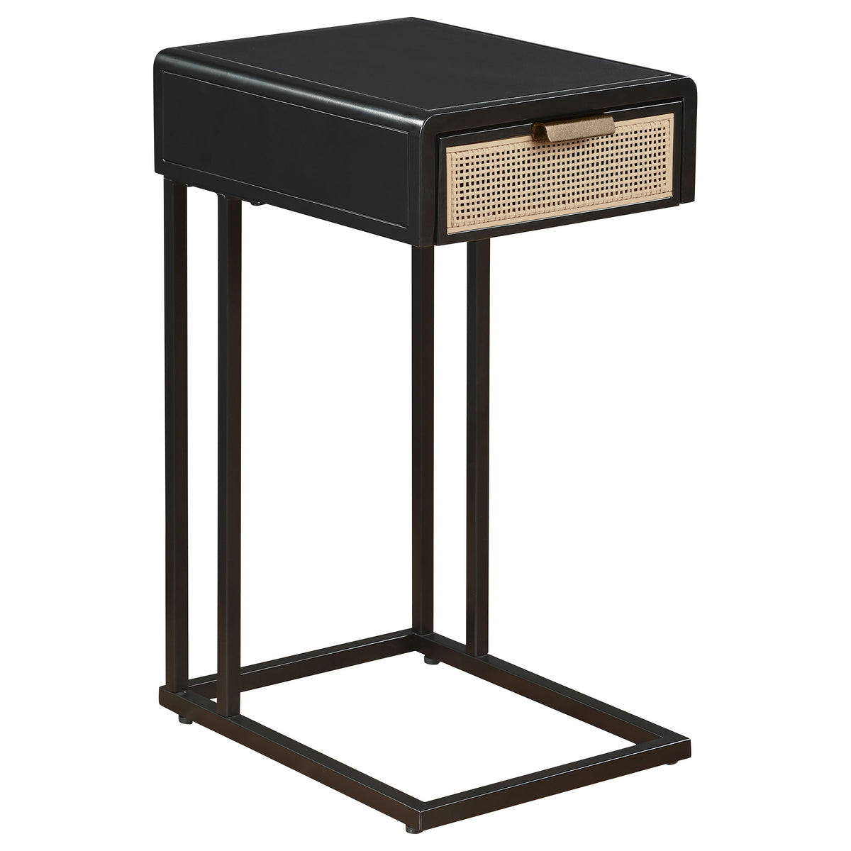 Tampa Furniture Outlet - Coaster - Amherst 1-drawer Radio Weave Cane Metal Side Table Black - 931631