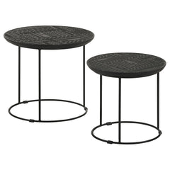 Tampa Furniture Outlet - Coaster - Loannis 2-piece Round Mango Wood Nesting Table Matte Black - 935842