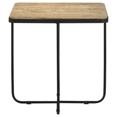 Elyna Square Stone Top Accent Side Table Beige
