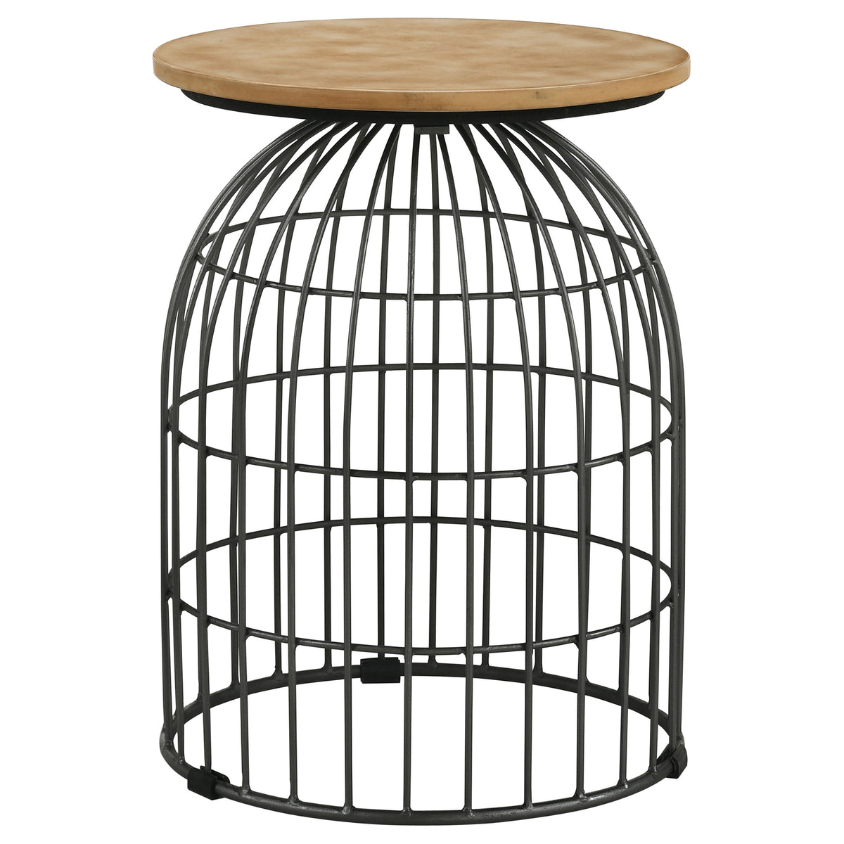 Tampa Furniture Outlet - Coaster - Bernardo Round Wire Frame Side Table Natural and Gunmetal - 935860
